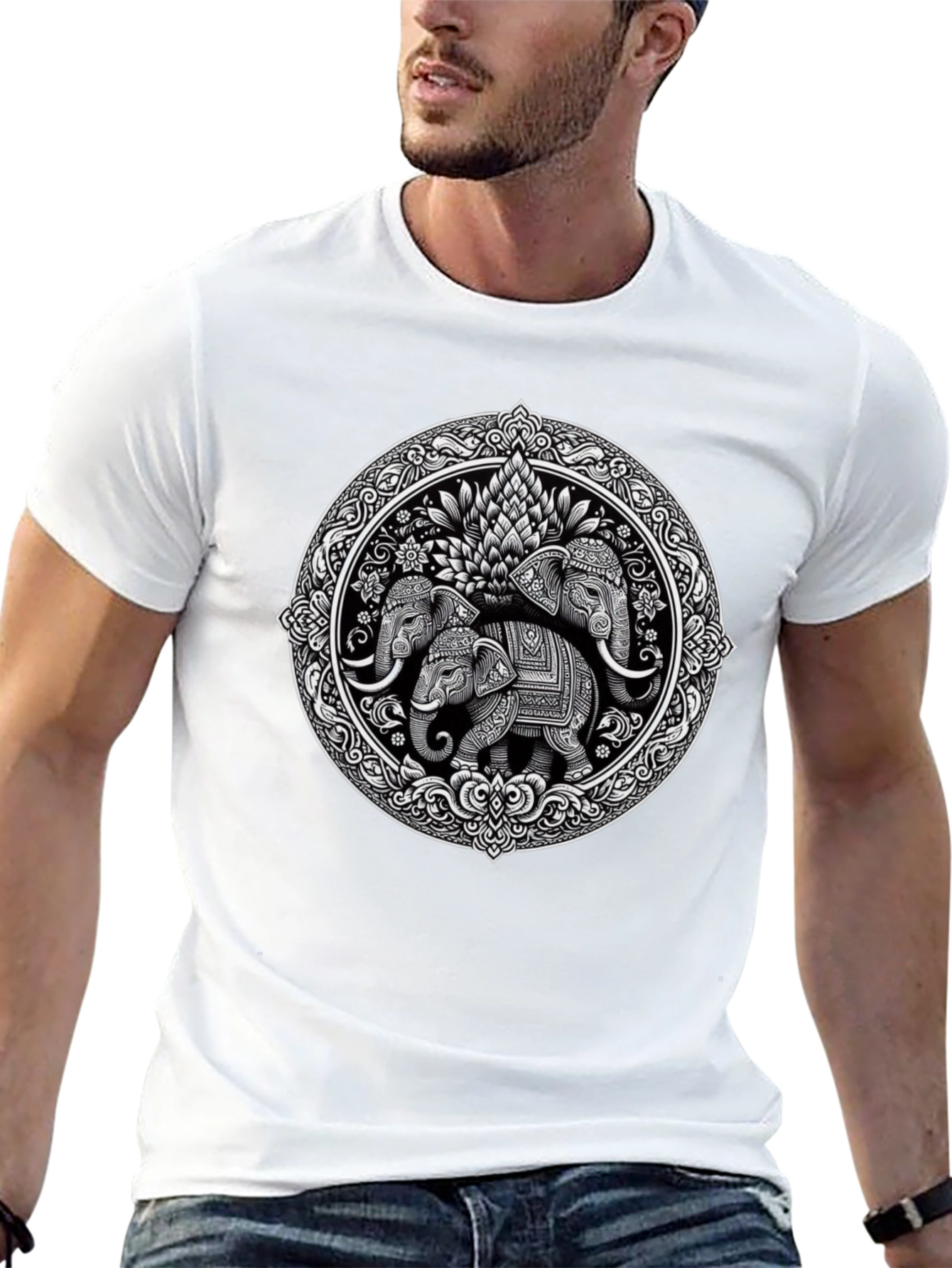 Elephant Mandala Graphic Print Tee