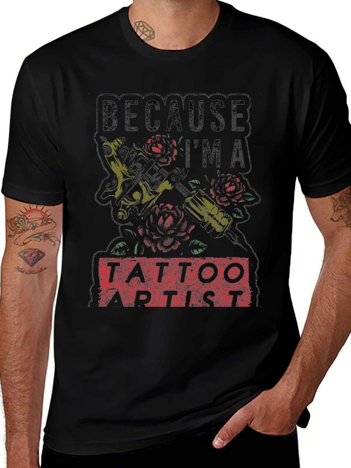 Tattoo Artist Graphic Tee - Black Cotton Shirt