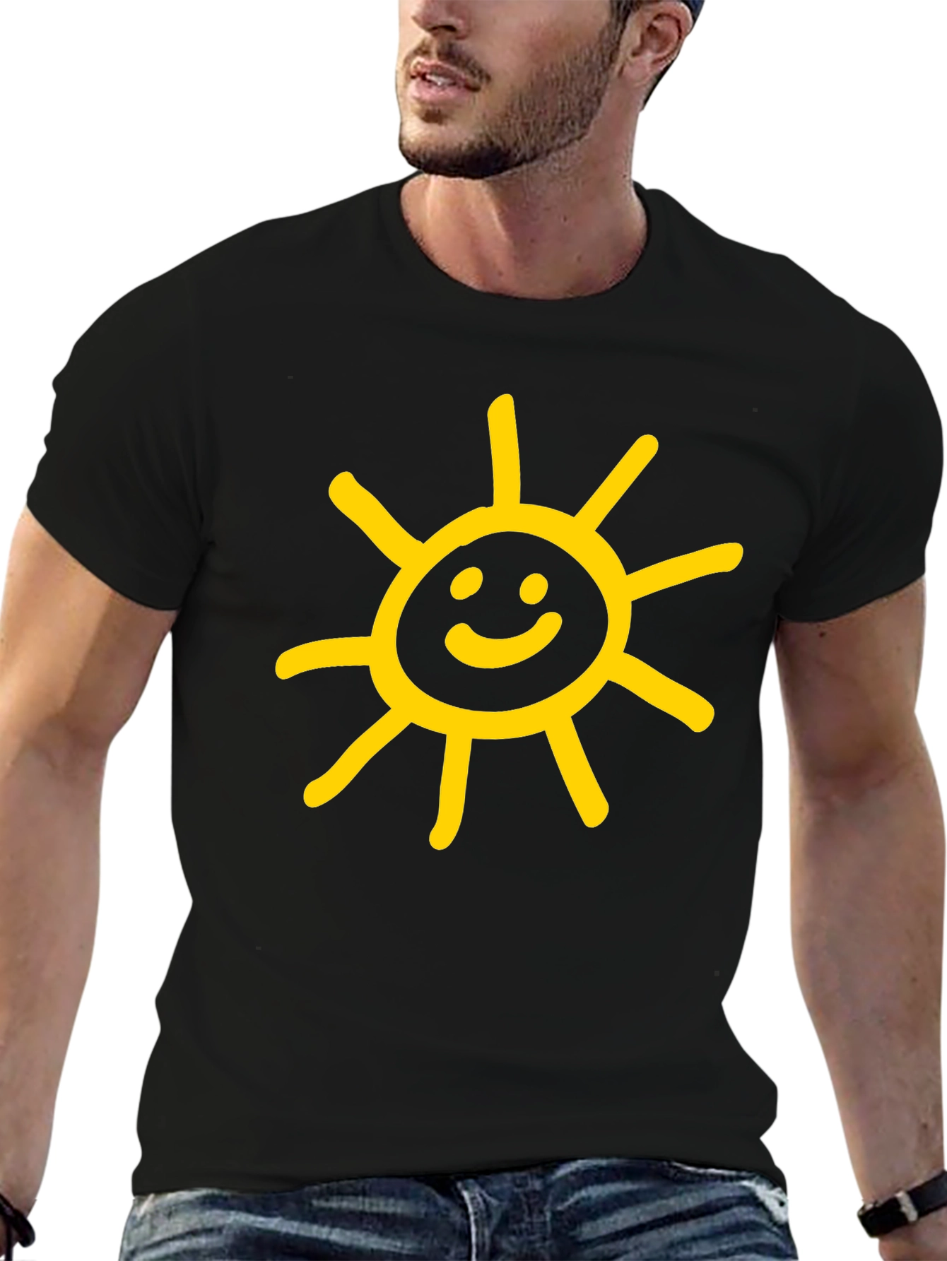 Sunny Graphic Tee - Black Cotton Casual Shirt