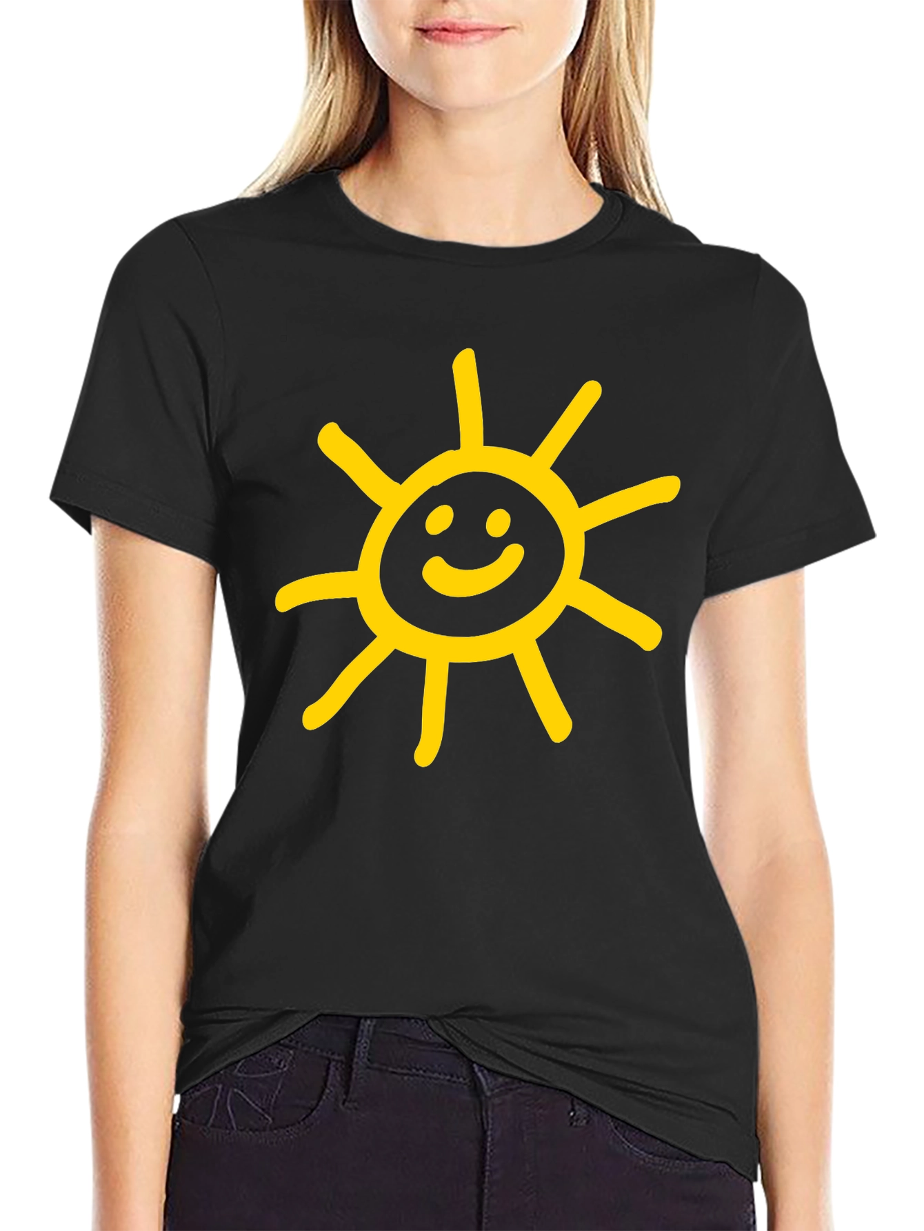 Sunny Graphic Tee - Black Cotton Casual Shirt