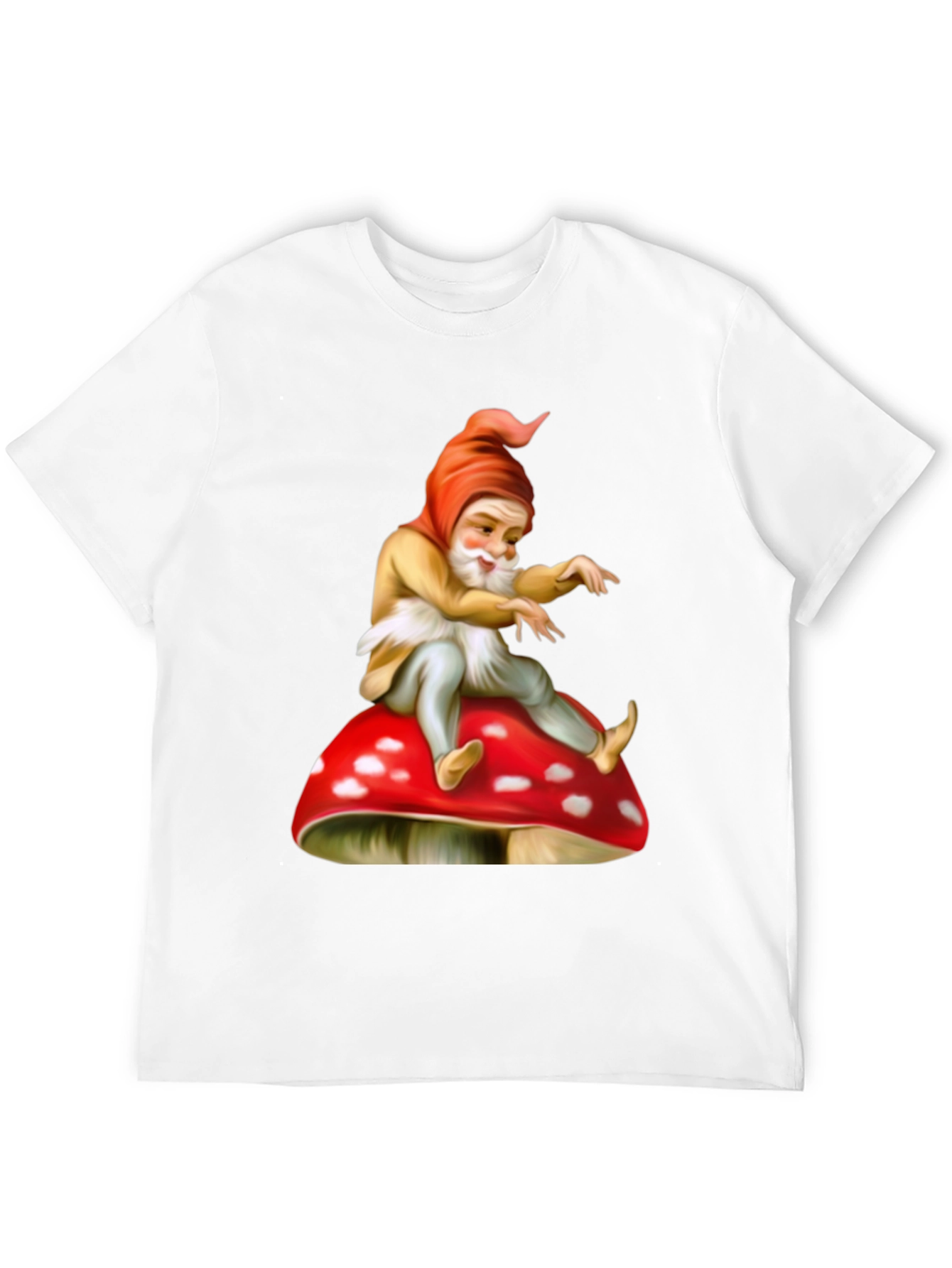 Gnome on Mushroom Graphic Tee - Whimsical Design