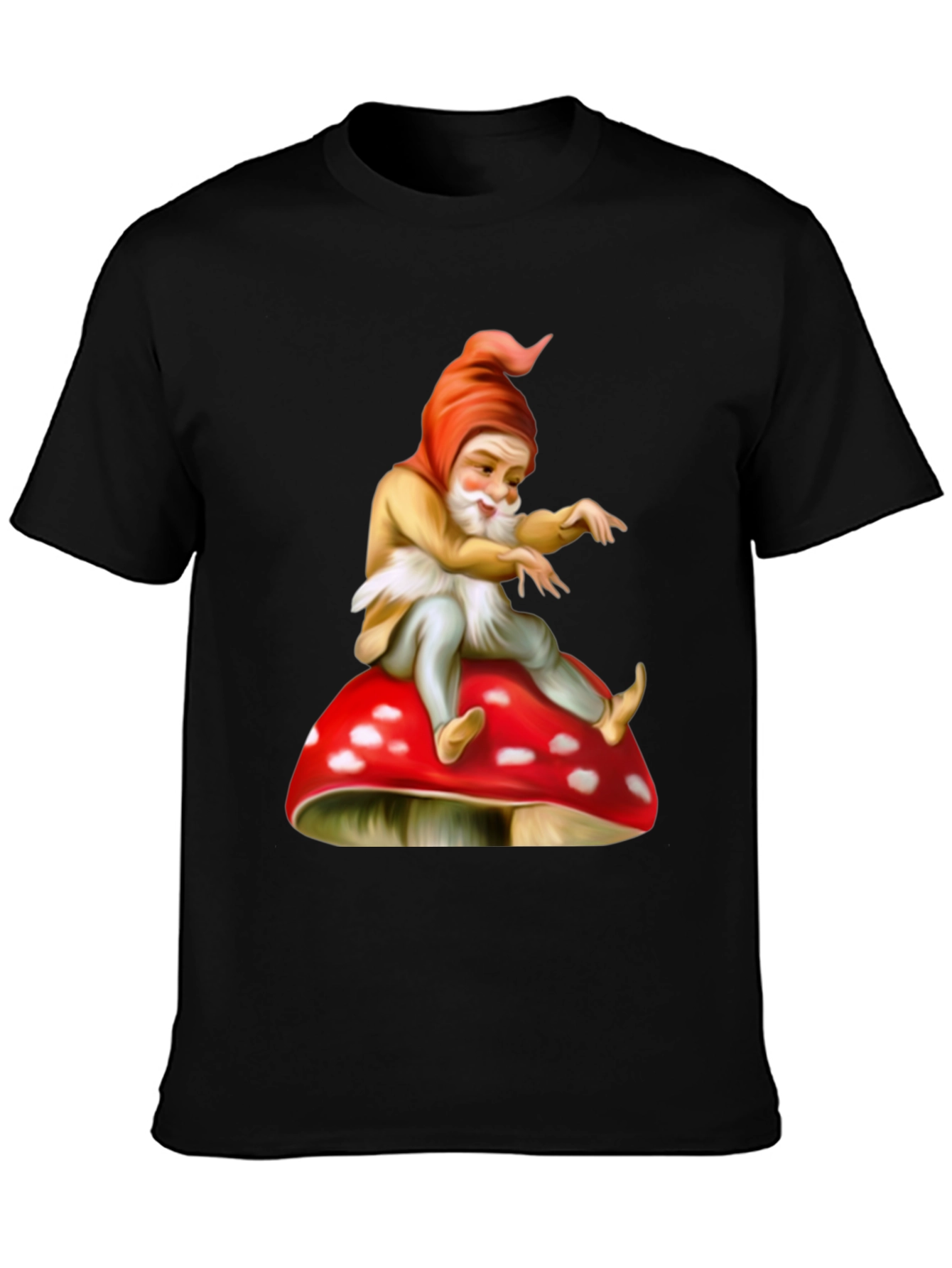 Gnome on Mushroom Graphic Tee - Whimsical Design