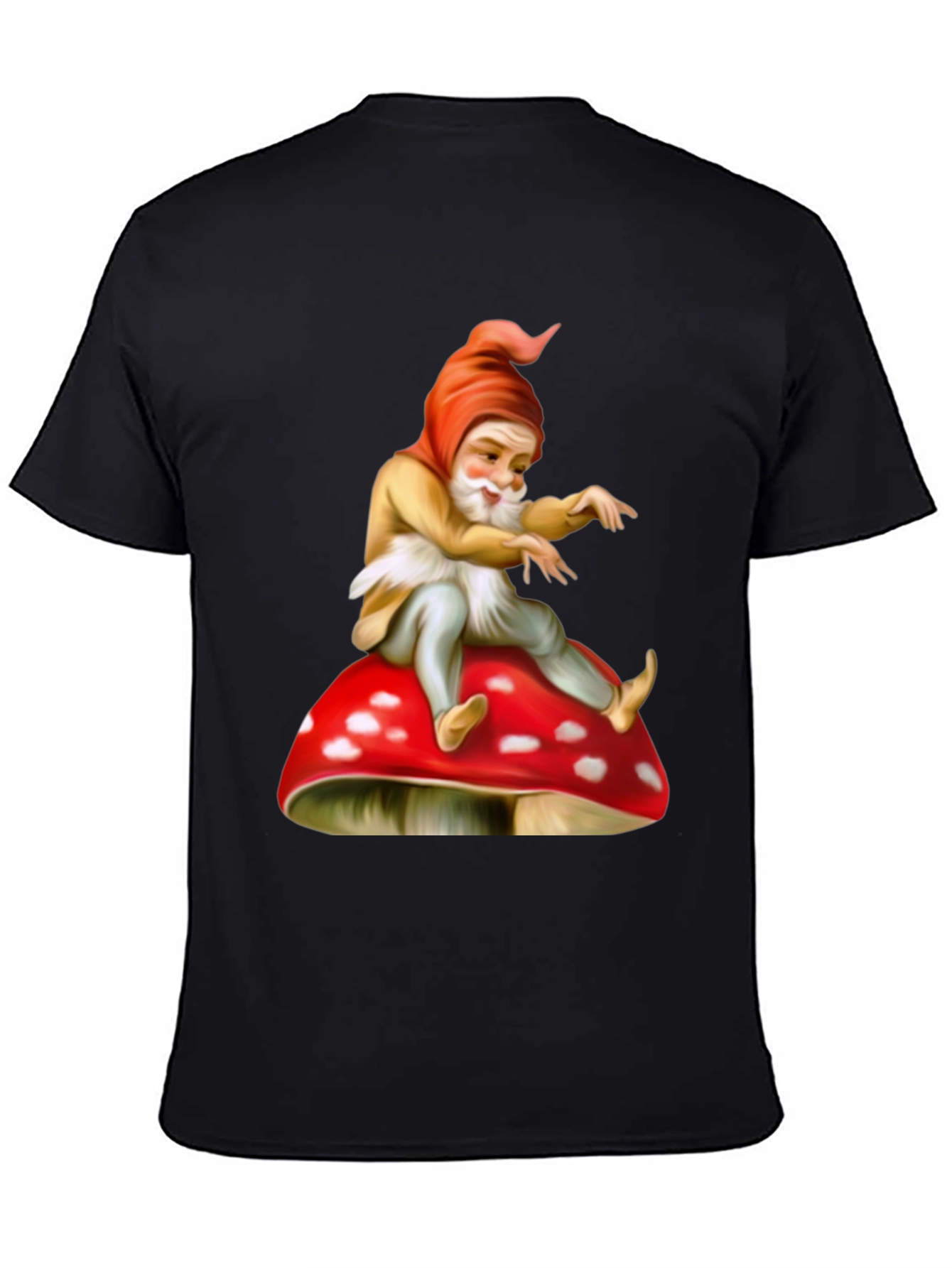 Gnome on Mushroom Graphic Tee - Whimsical Design