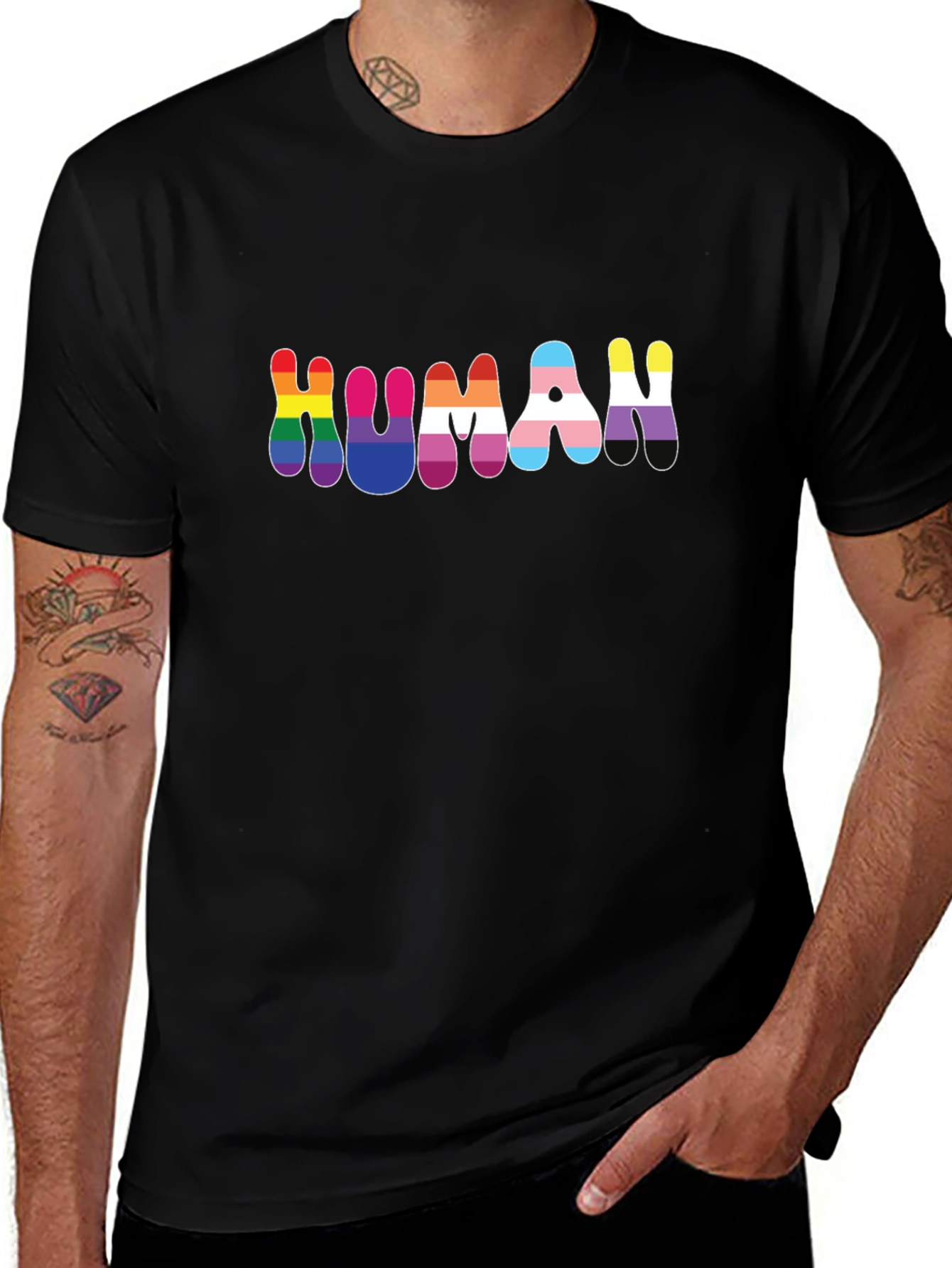 HUMAN Pride LGBTQ+ T-Shirt - Black Unisex Tee