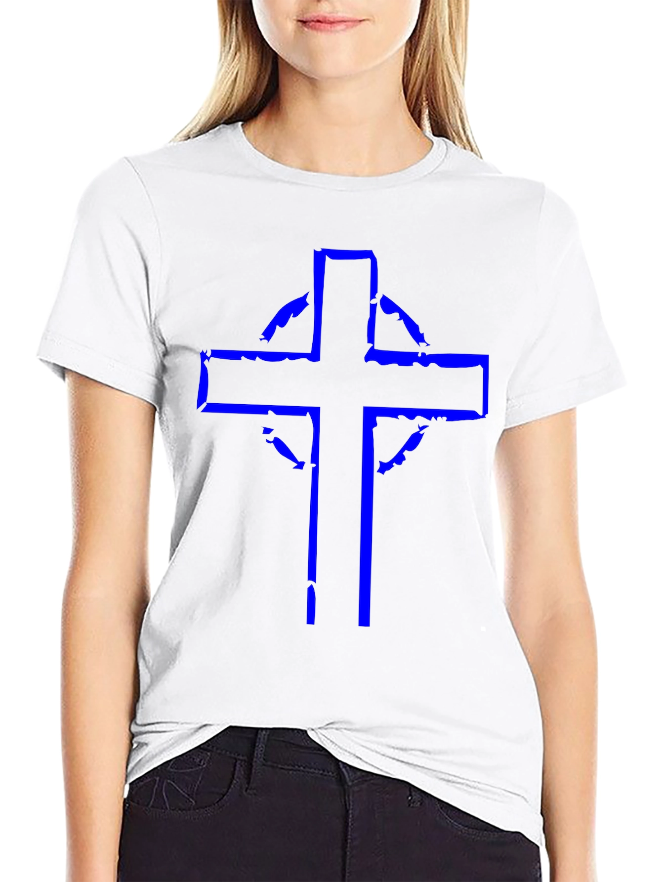 Distressed Celtic Cross Graphic Tee - Black