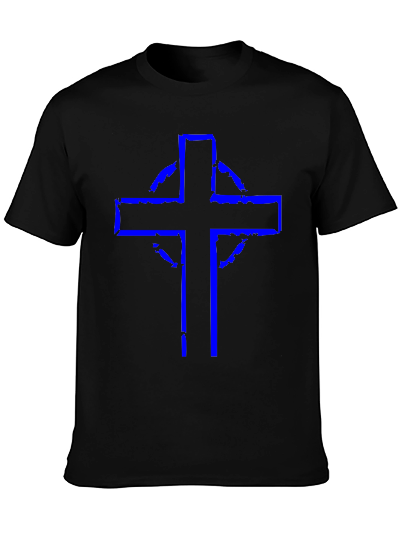 Distressed Celtic Cross Graphic Tee - Black