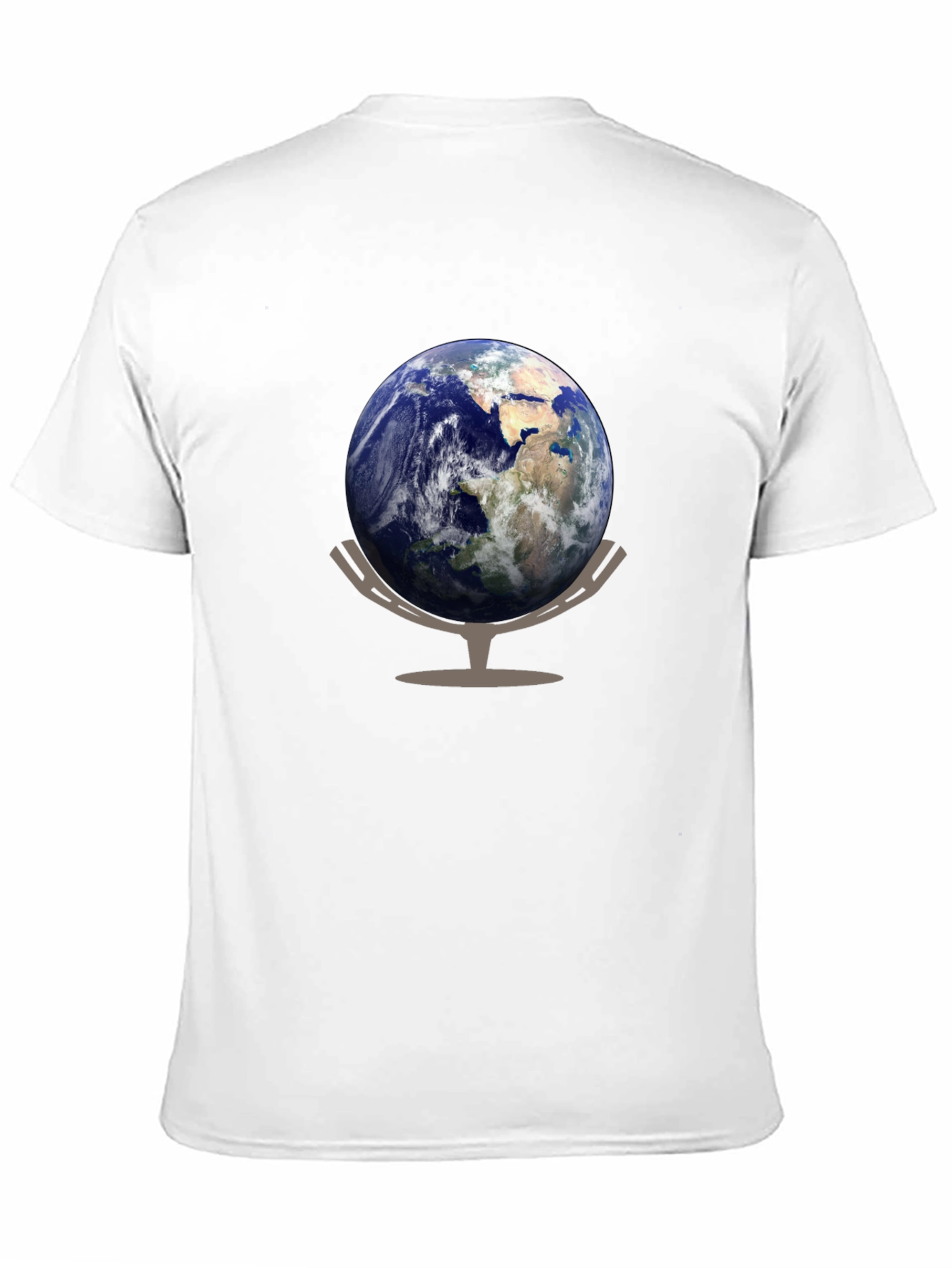 Earth Globe Graphic Tee - Black Cotton Casual T-Shirt