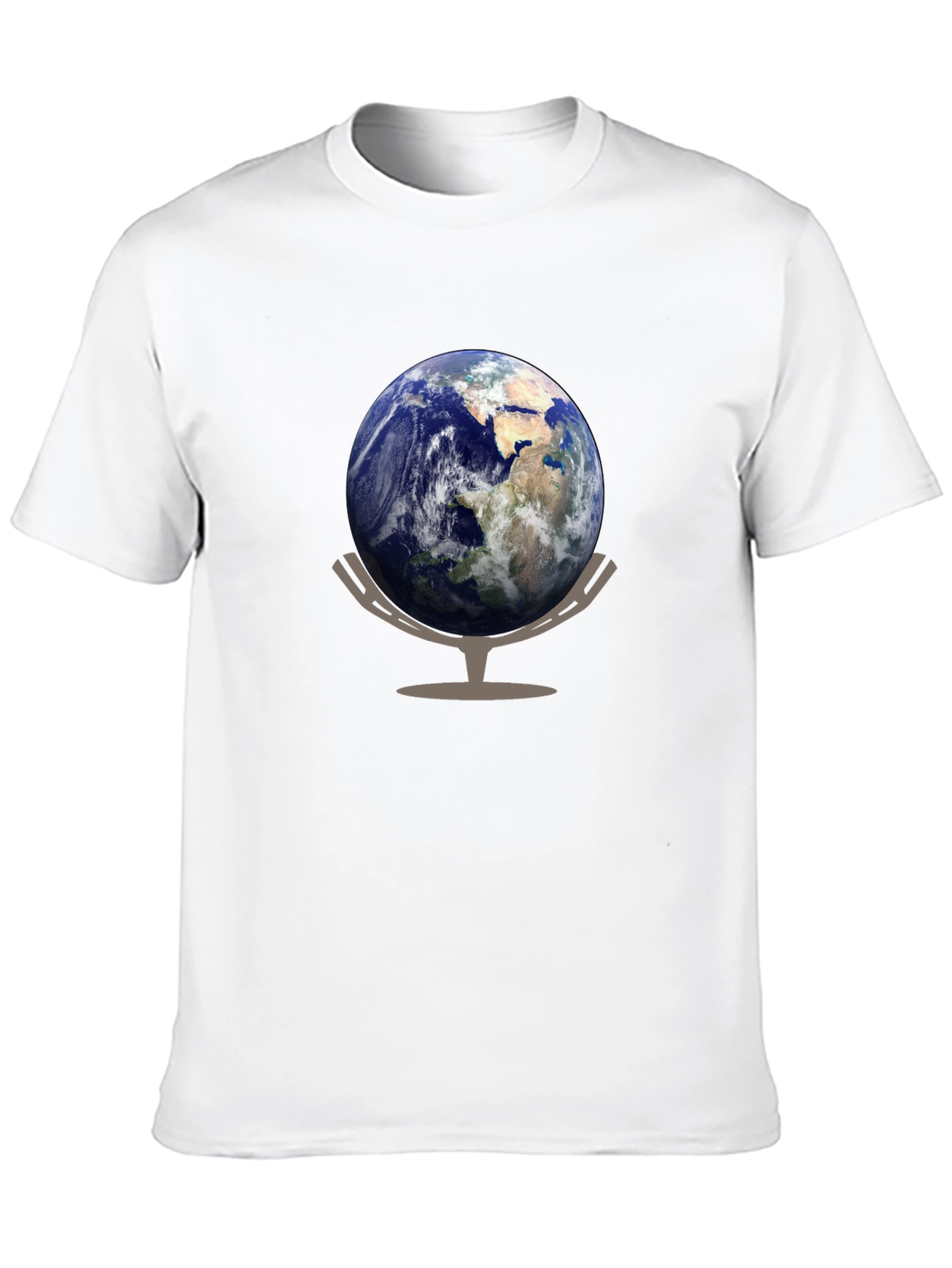 Earth Globe Graphic Tee - Black Cotton Casual T-Shirt