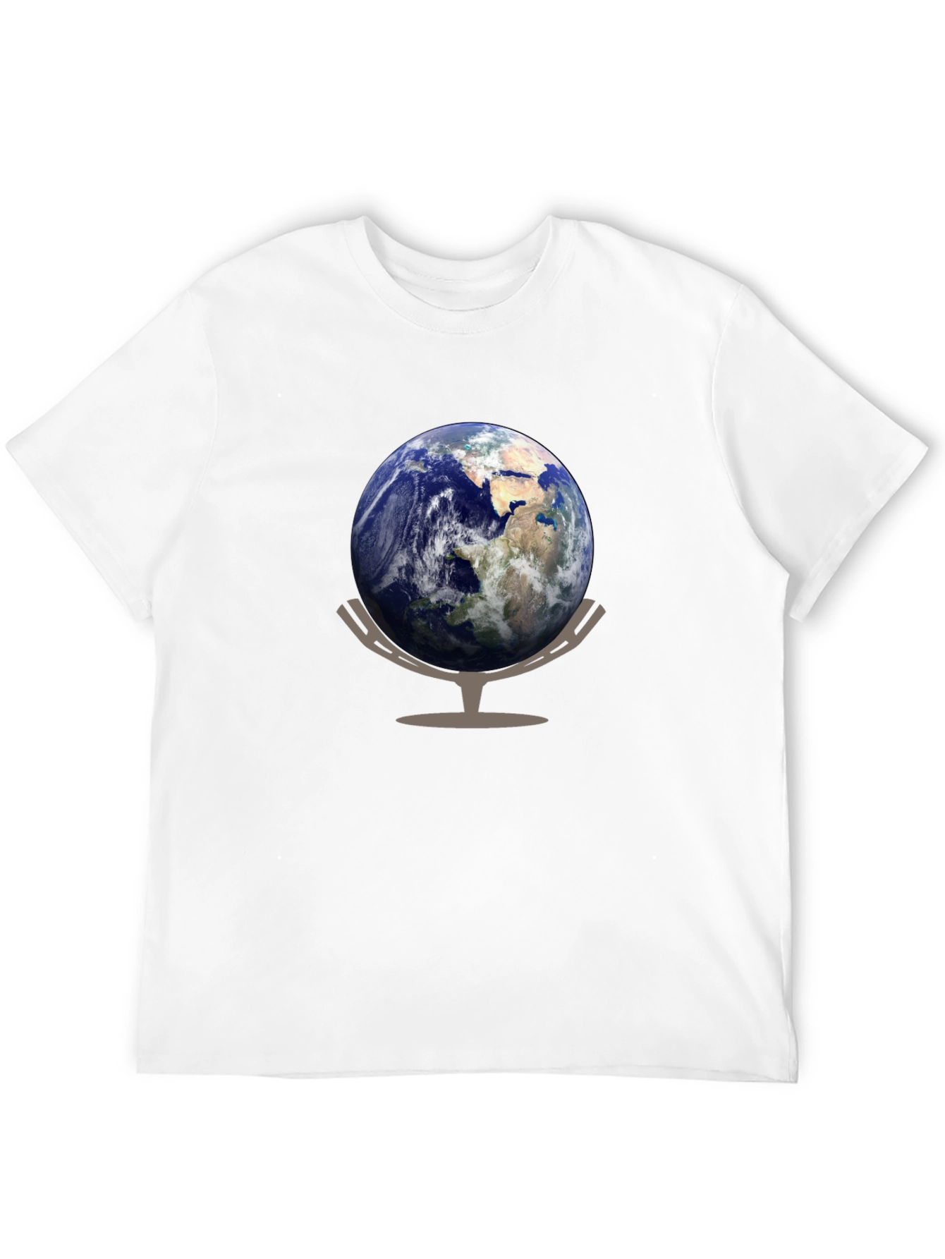 Earth Globe Graphic Tee - Black Cotton Casual T-Shirt