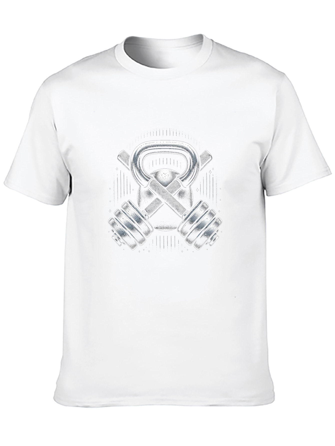 Fitness Gym Kettlebell & Dumbbell Graphic T-Shirt