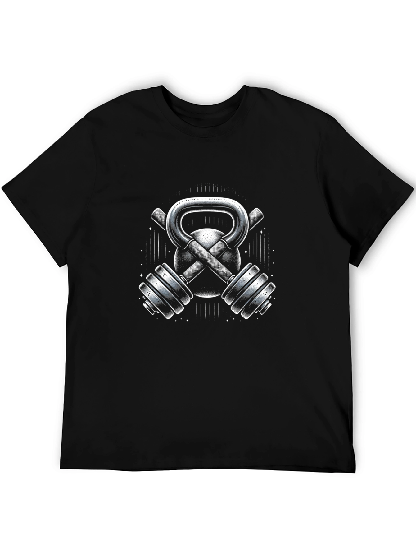 Fitness Gym Kettlebell & Dumbbell Graphic T-Shirt