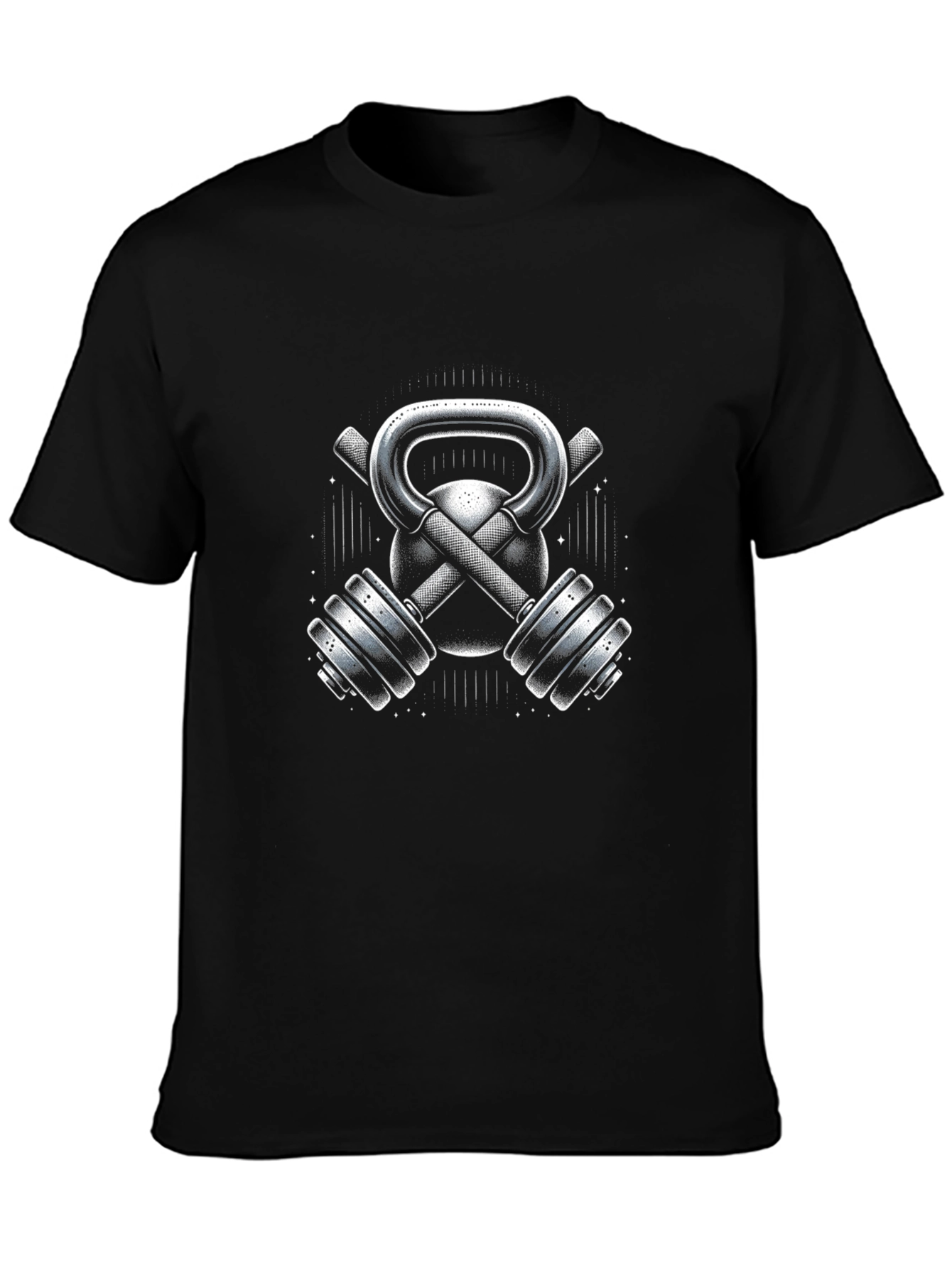 Fitness Gym Kettlebell & Dumbbell Graphic T-Shirt
