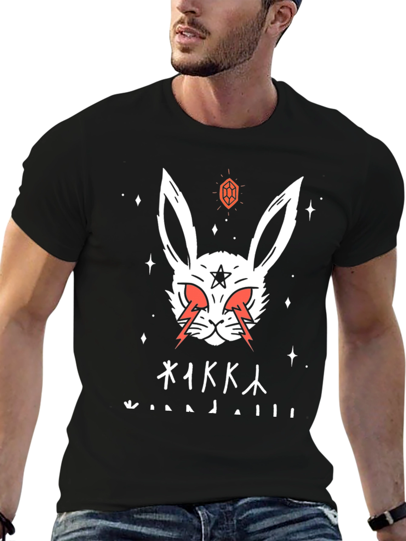 Occult Rabbit Graphic Tee - Black Cotton T-Shirt