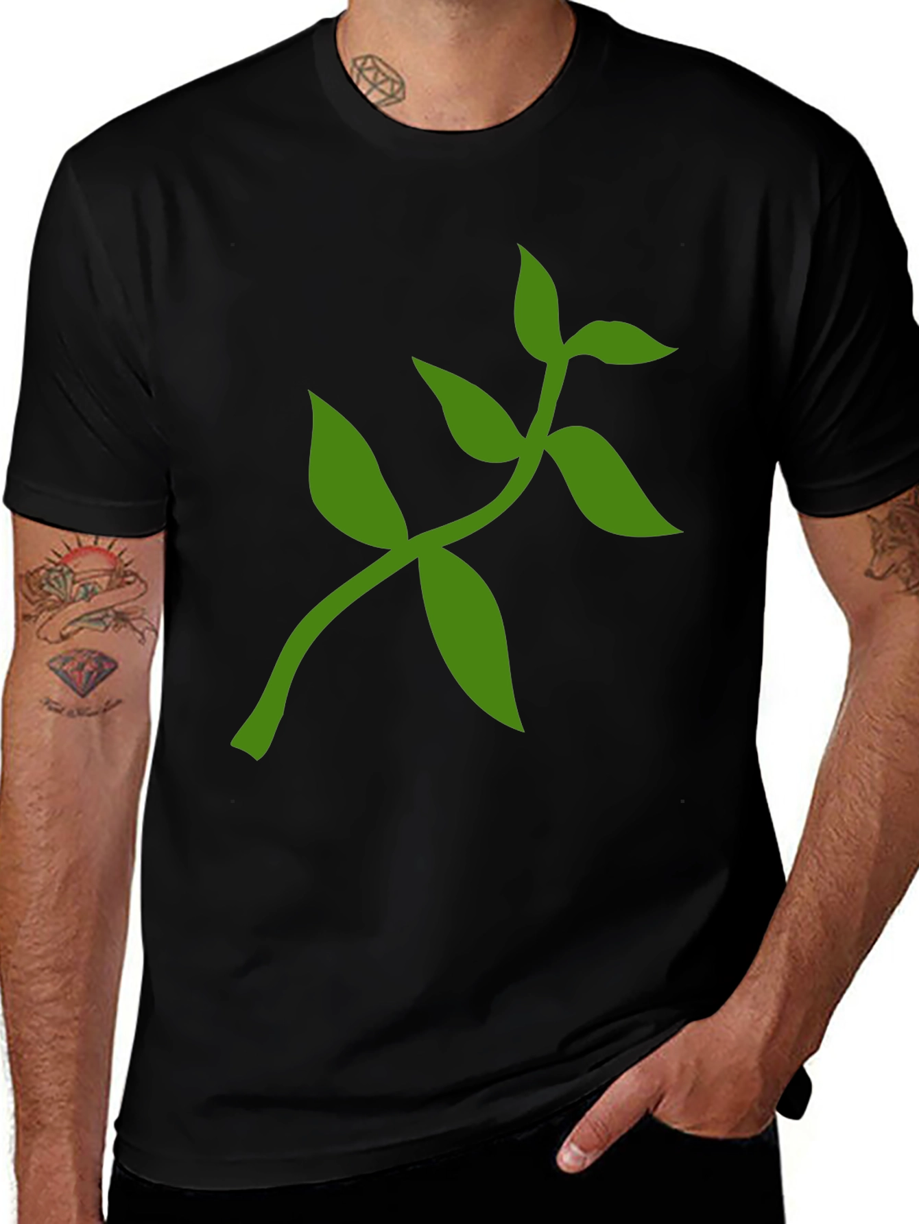 Nature Inspired T-Shirt with Green Leaf Design