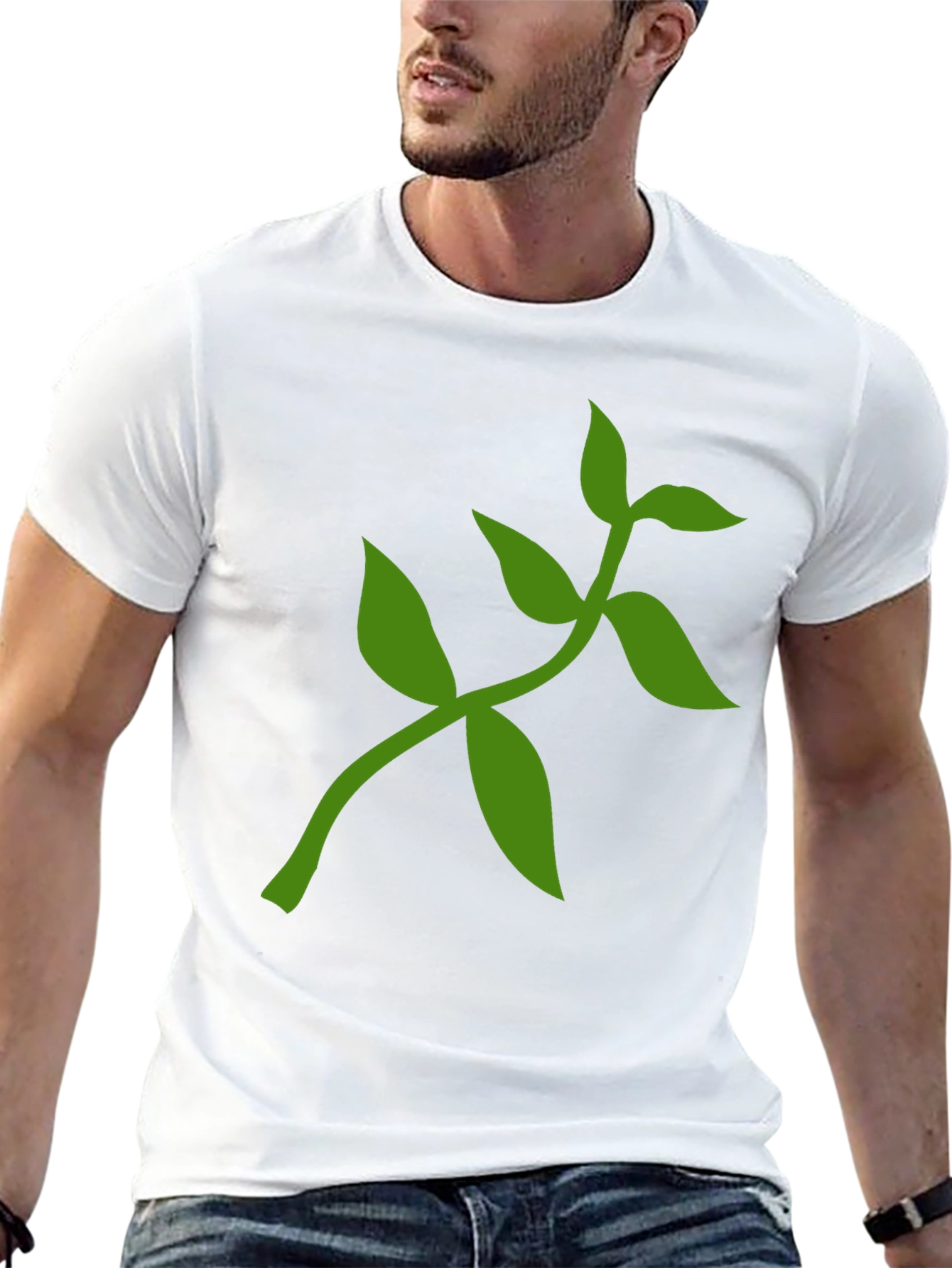 Nature Inspired T-Shirt with Green Leaf Design