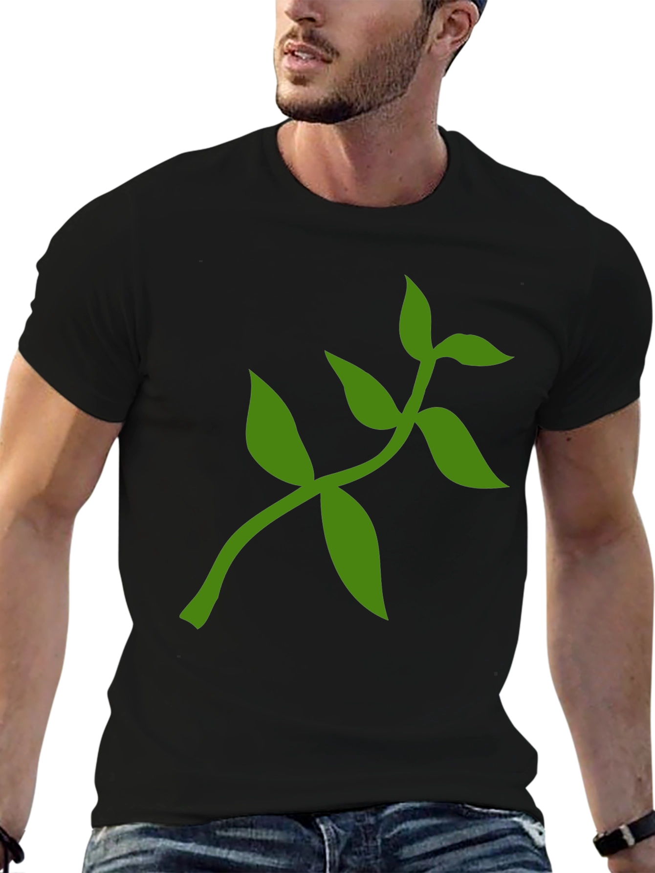 Nature Inspired T-Shirt with Green Leaf Design