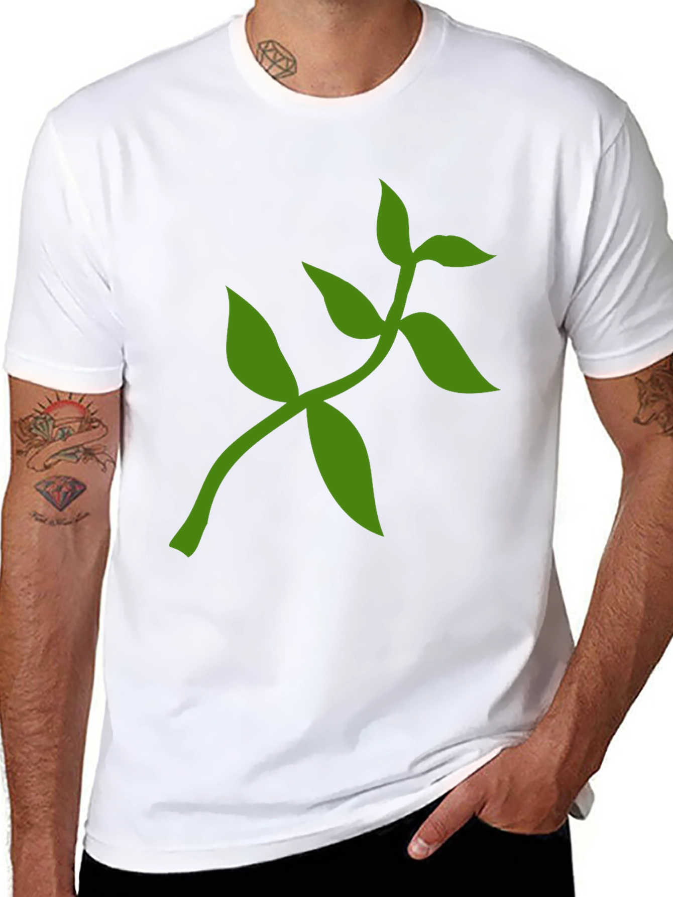 Nature Inspired T-Shirt with Green Leaf Design