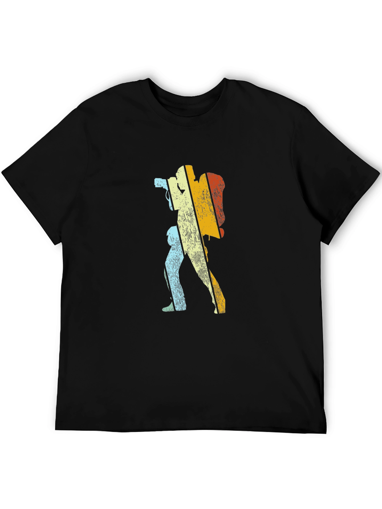 Retro Photographer Hiking T-Shirt - Black