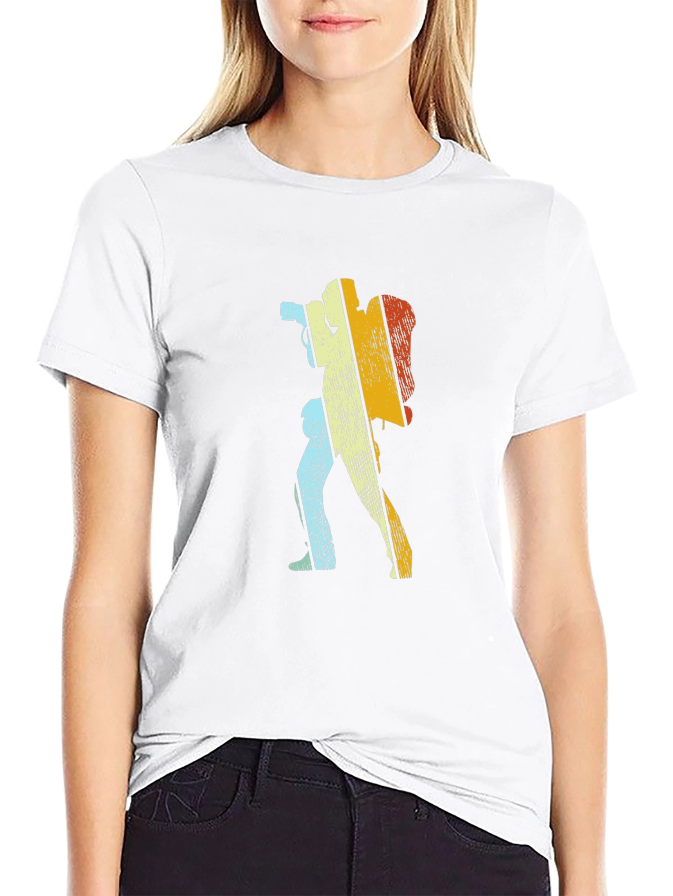 Retro Photographer Hiking T-Shirt - Black