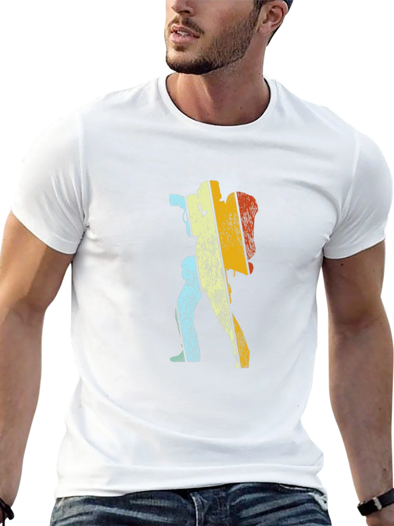 Retro Photographer Hiking T-Shirt - Black