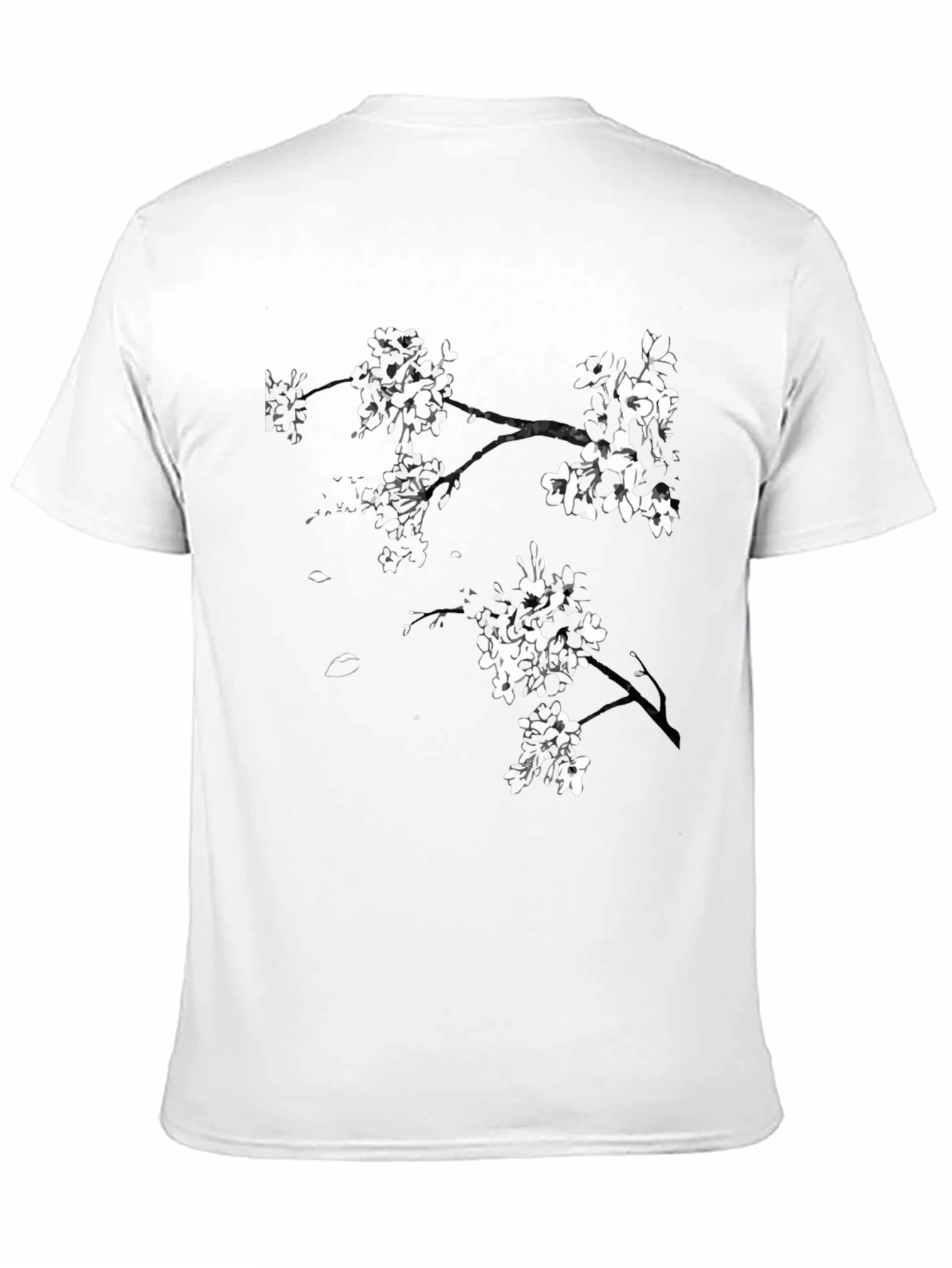 Black T-Shirt with Cherry Blossom Design