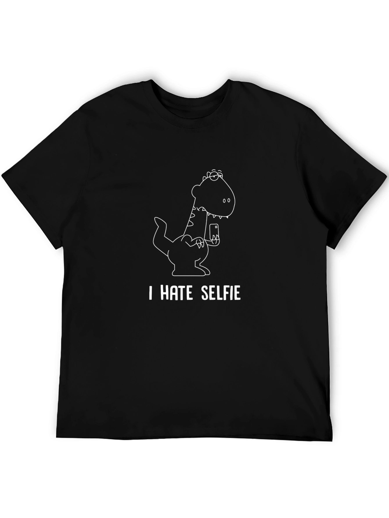 Funny Dinosaur I Hate Selfie T-Shirt