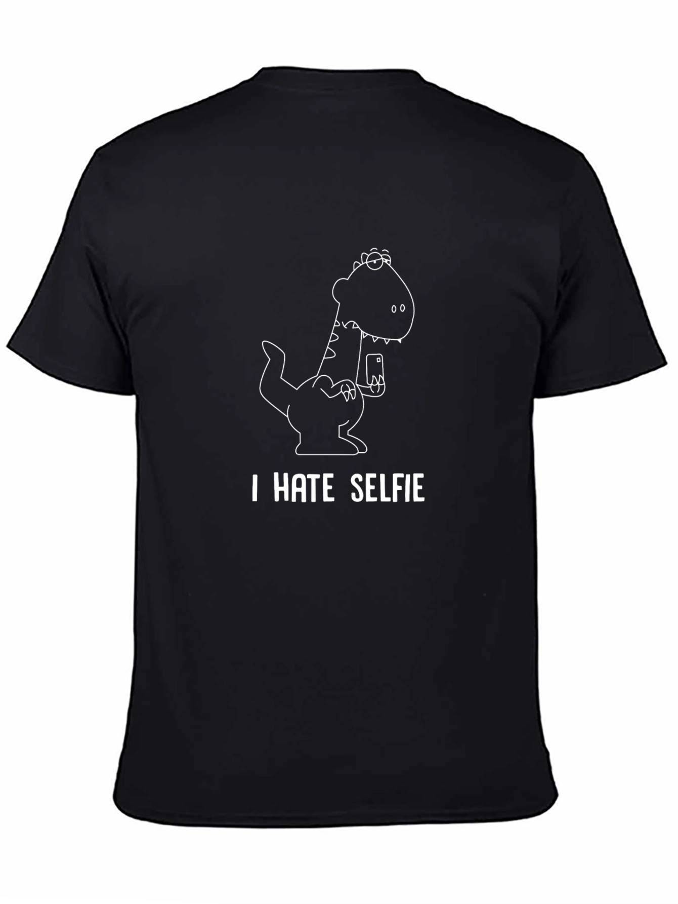 Funny Dinosaur I Hate Selfie T-Shirt