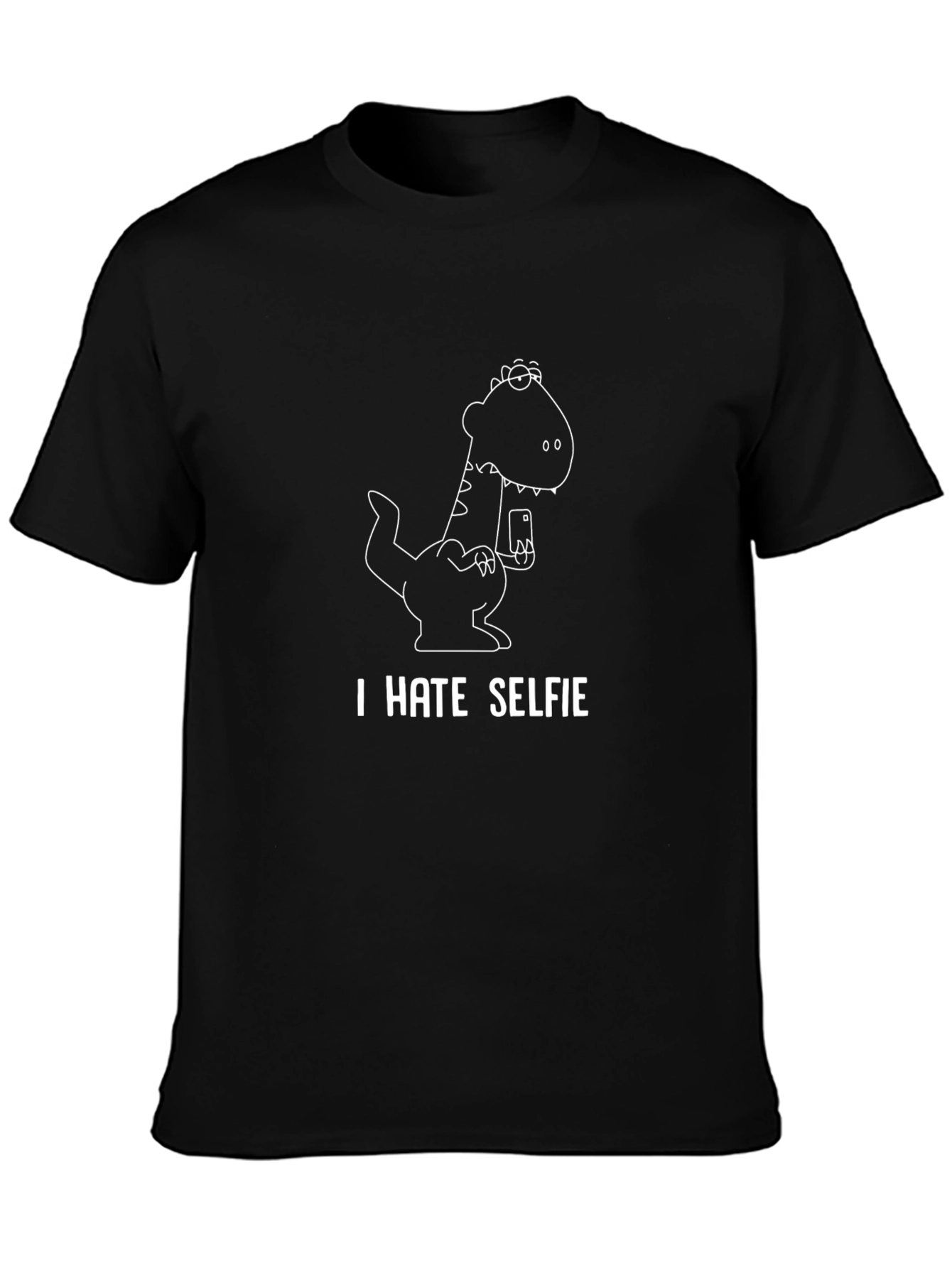 Funny Dinosaur I Hate Selfie T-Shirt