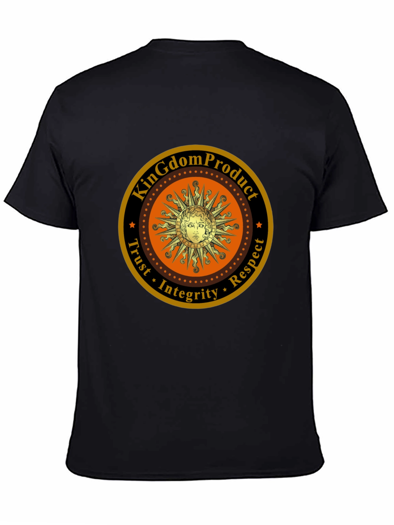 Kingdom Product Black T-Shirt with Sun Logo