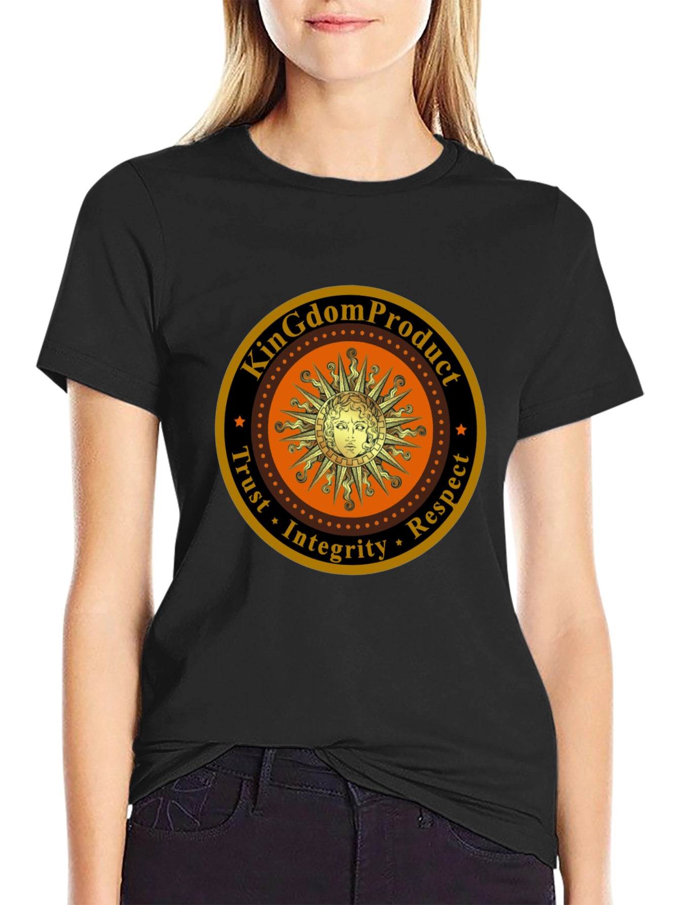 Kingdom Product Black T-Shirt with Sun Logo