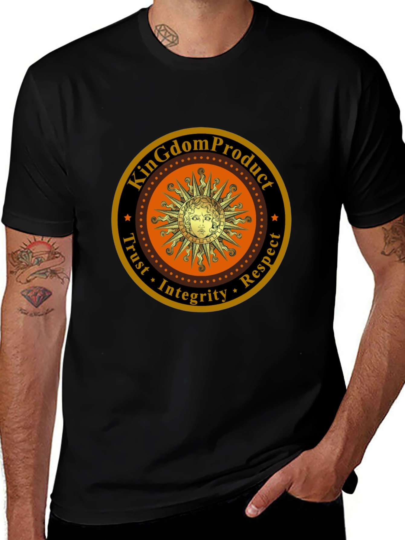Kingdom Product Black T-Shirt with Sun Logo