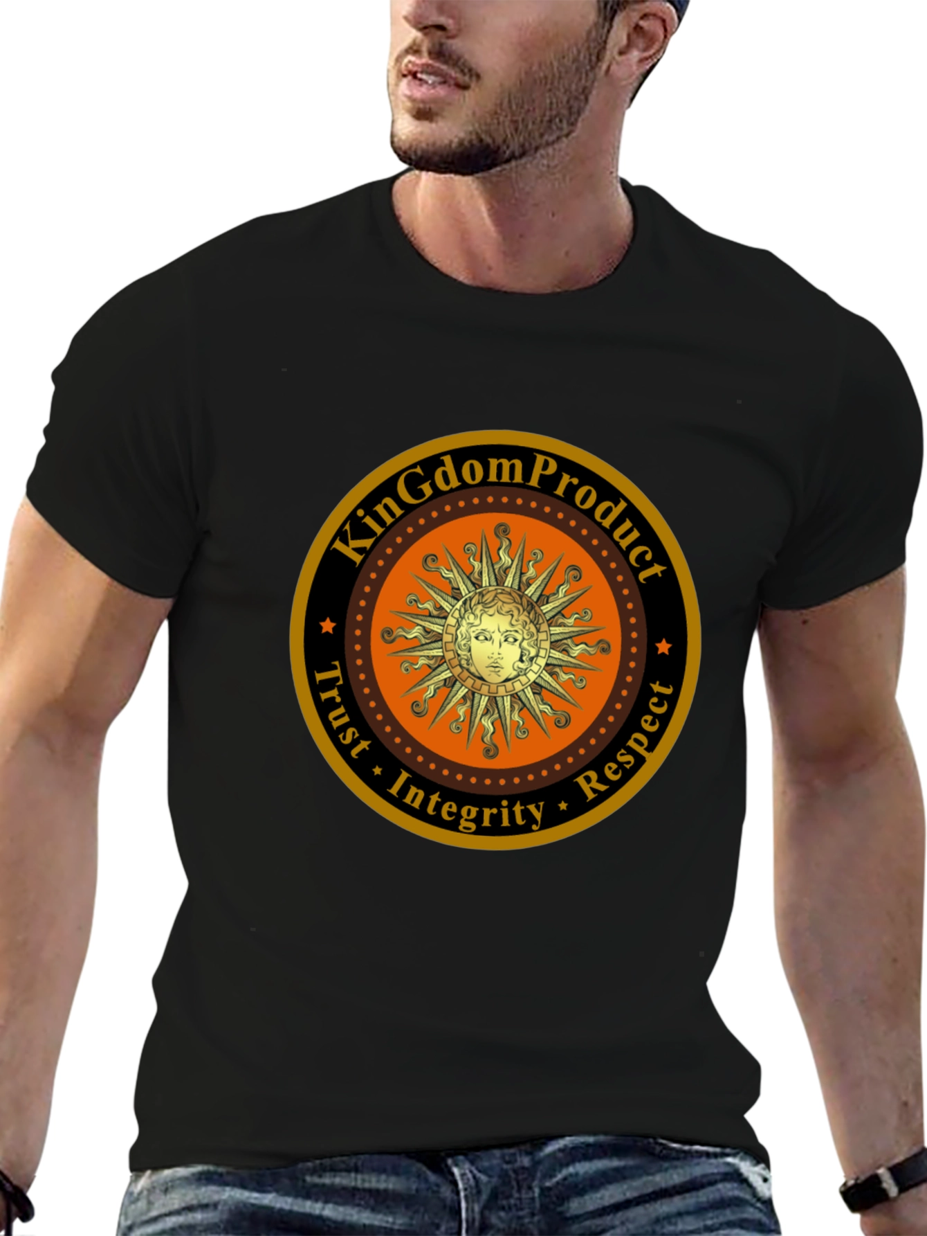 Kingdom Product Black T-Shirt with Sun Logo