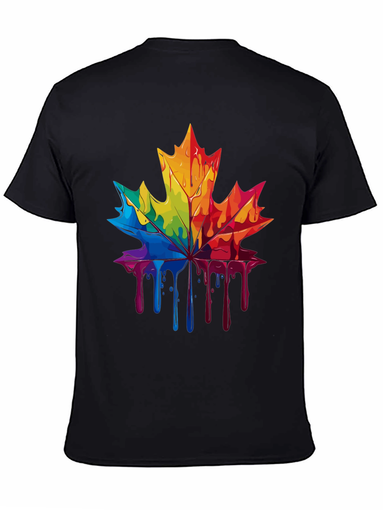 Rainbow Maple Leaf Drip Graphic Tee - Unique Design