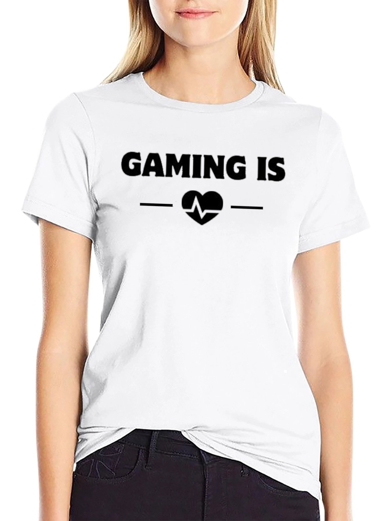 Gaming Is My Heartbeat Black T-Shirt