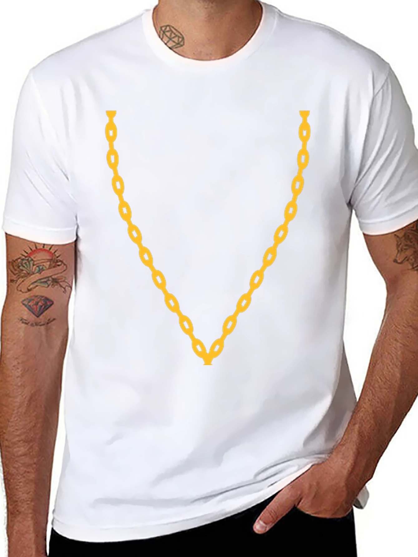 Gold Chain Graphic Black T-Shirt