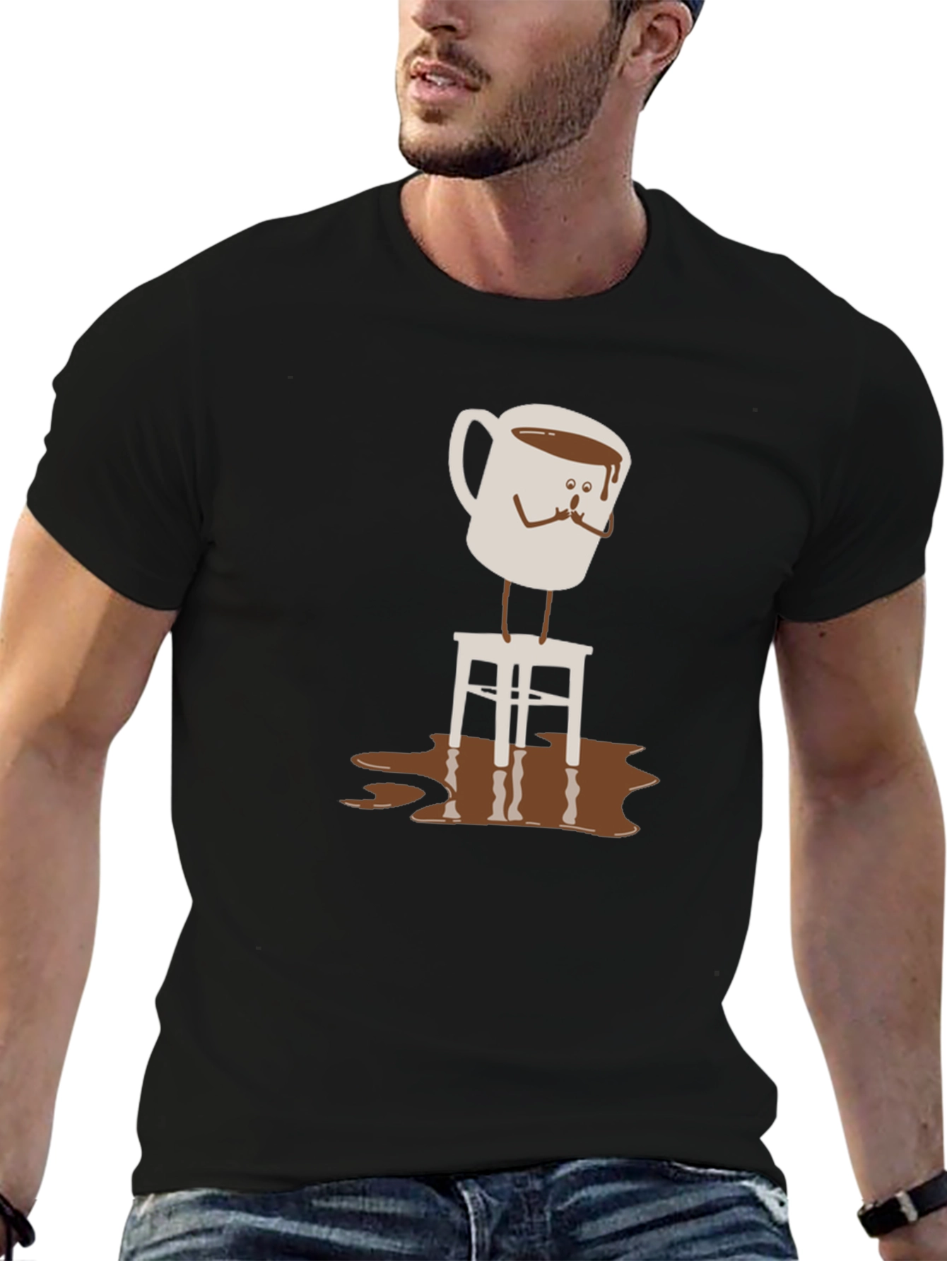 Coffee Cup on Stool Graphic T-Shirt