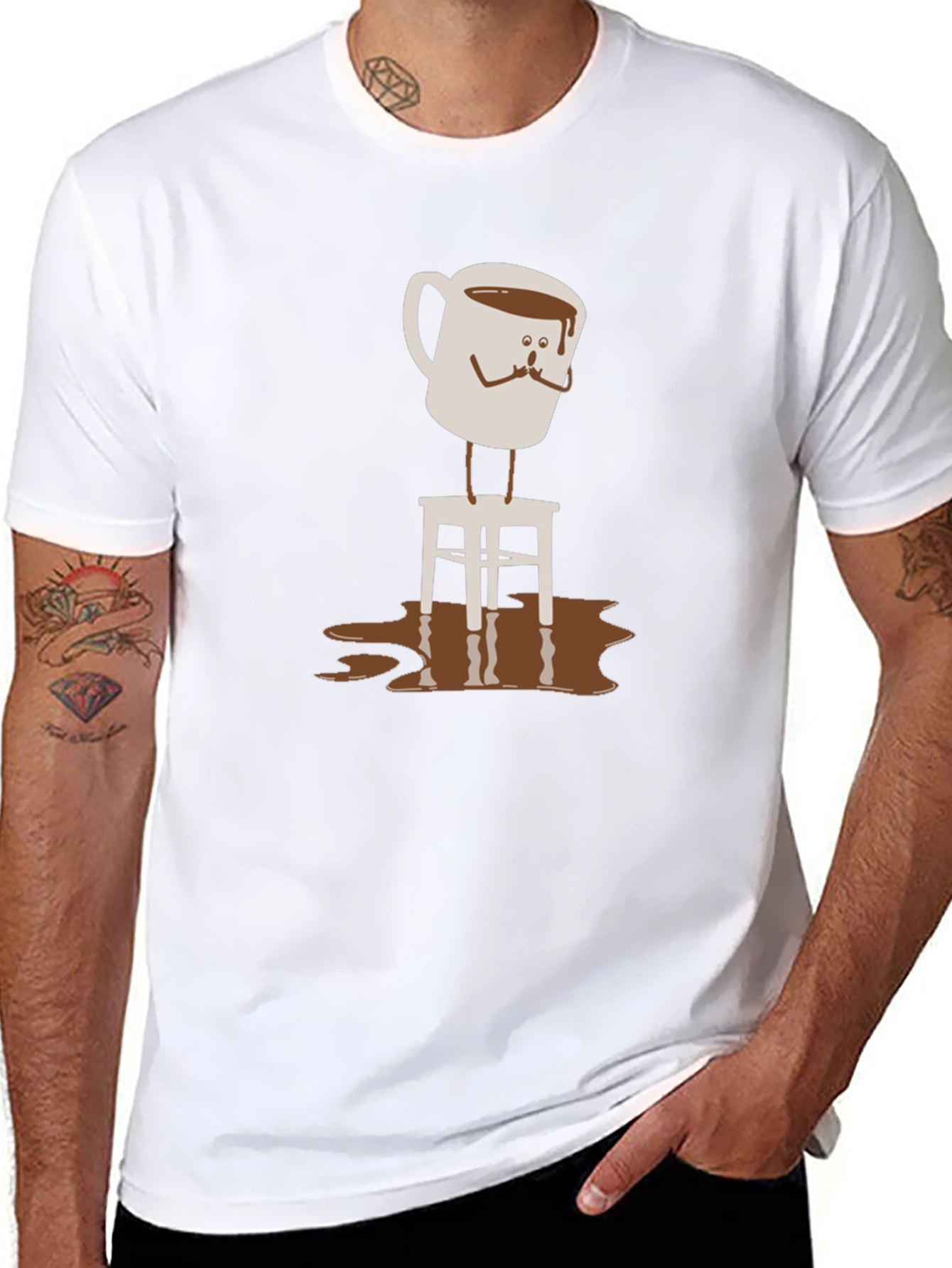 Coffee Cup on Stool Graphic T-Shirt