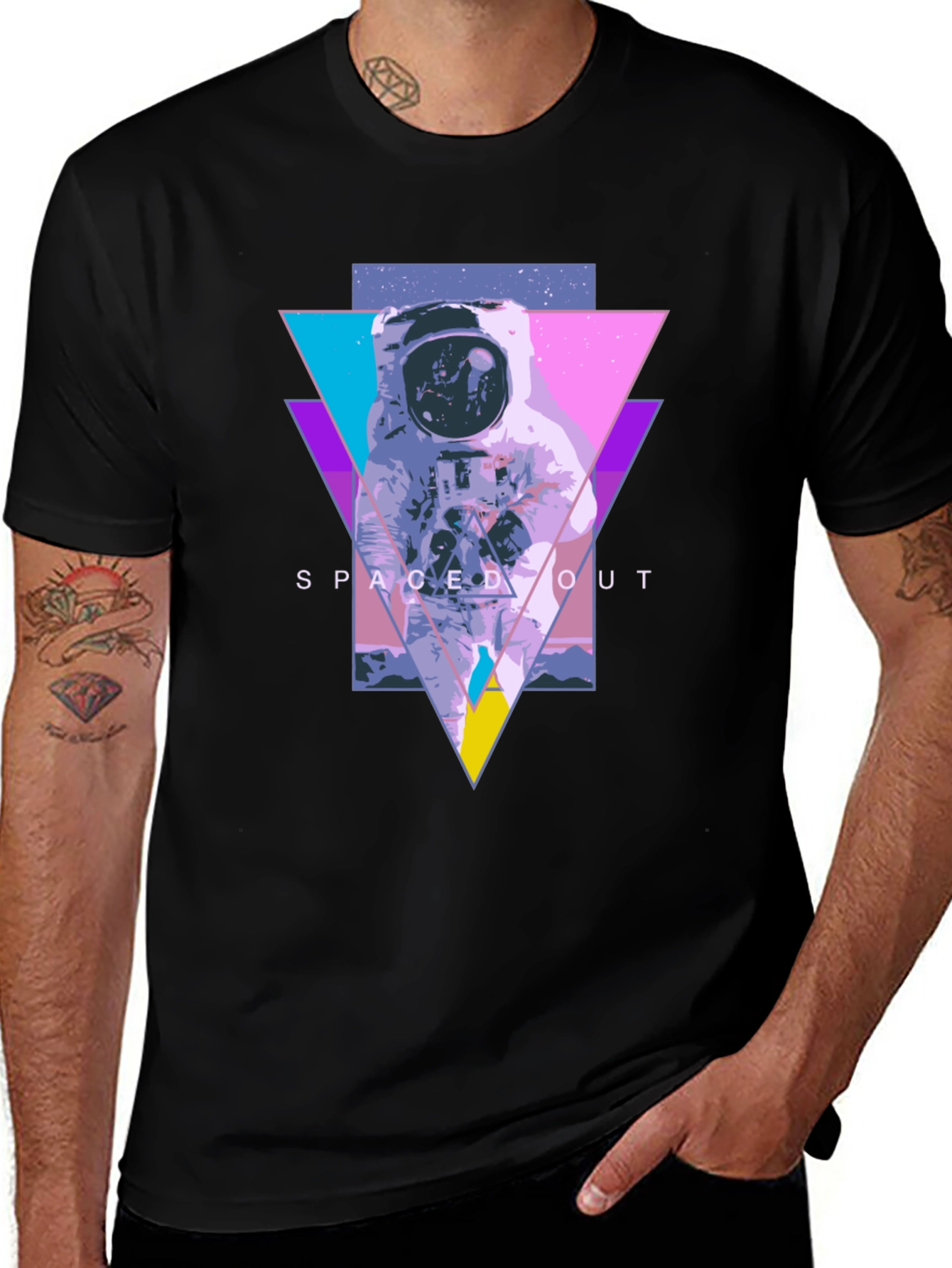 Spaced Out Astronaut Graphic Tee - Black