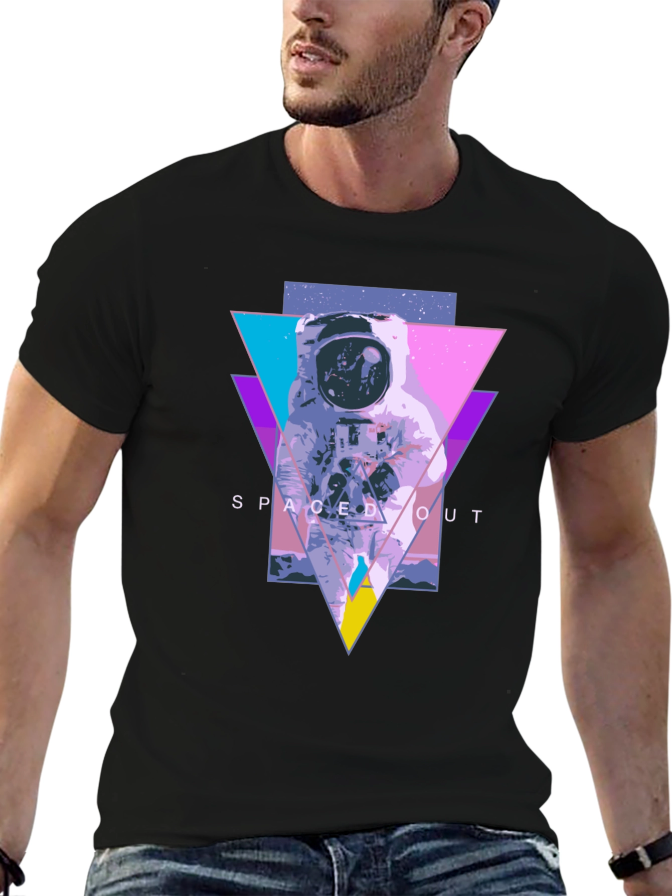 Spaced Out Astronaut Graphic Tee - Black