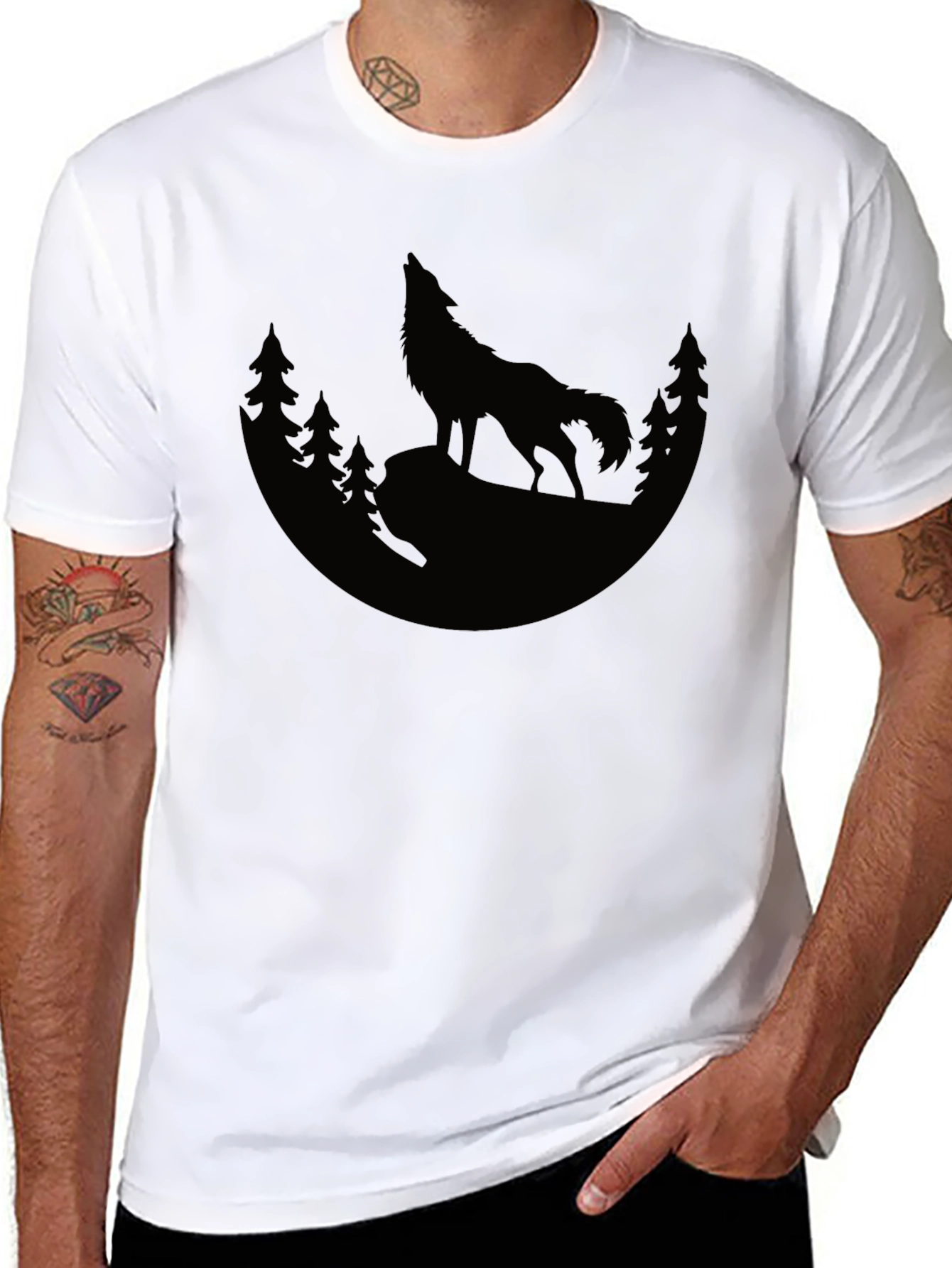 Wolf Howling Moon T-Shirt - Nature Graphic Tee