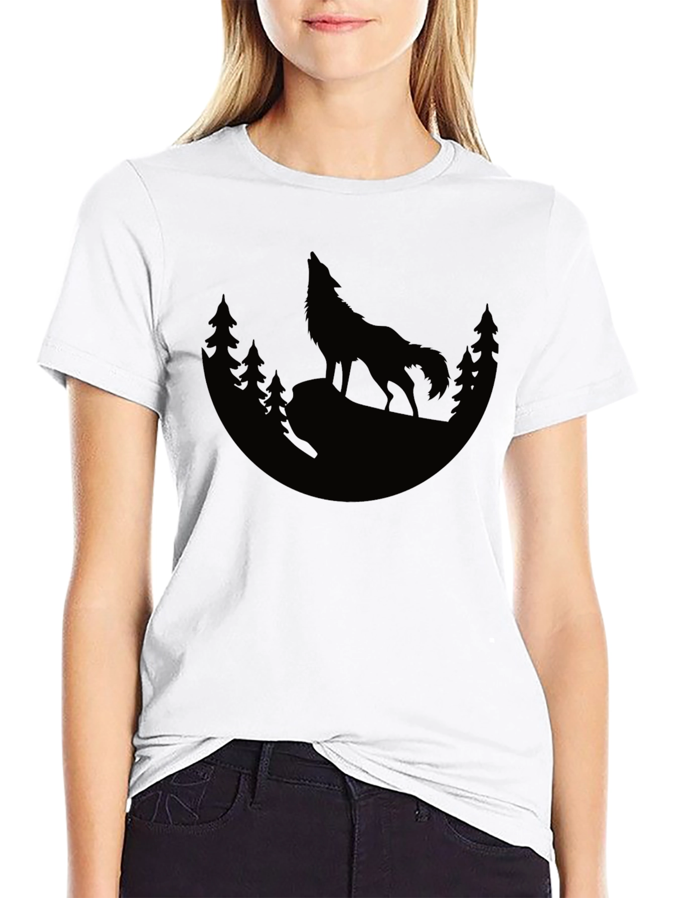 Wolf Howling Moon T-Shirt - Nature Graphic Tee