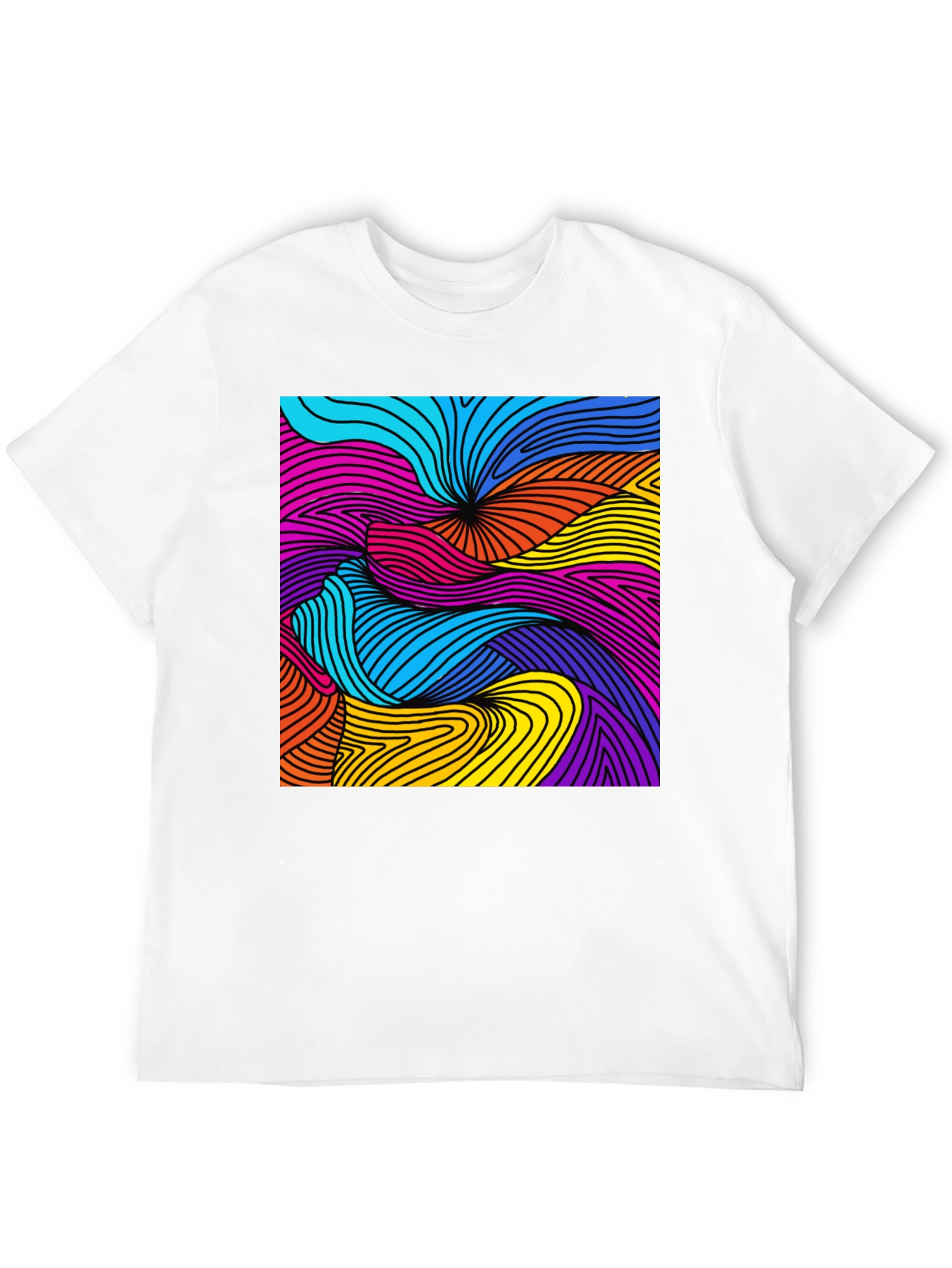 Abstract Swirl Graphic Black T-Shirt