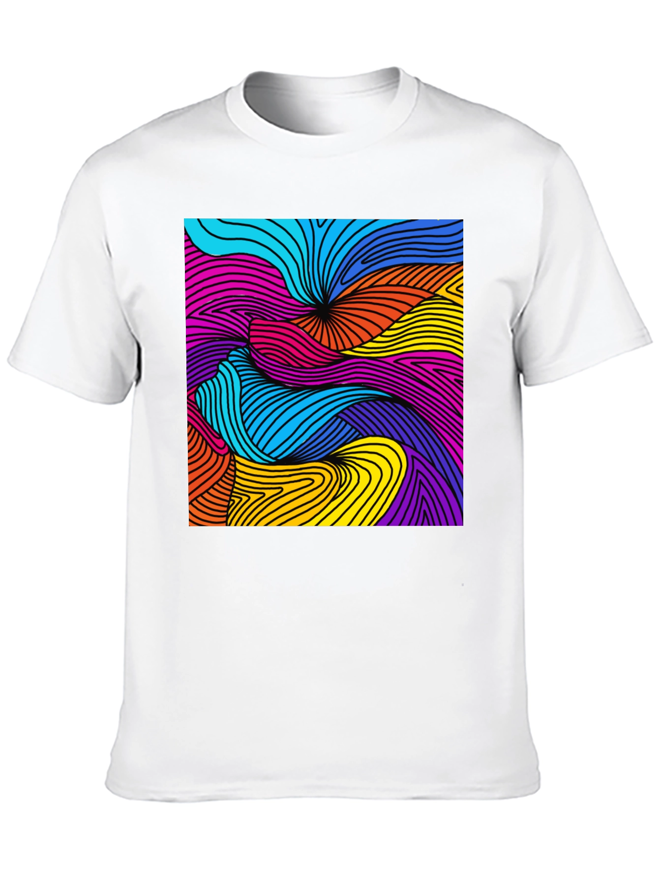 Abstract Swirl Graphic Black T-Shirt