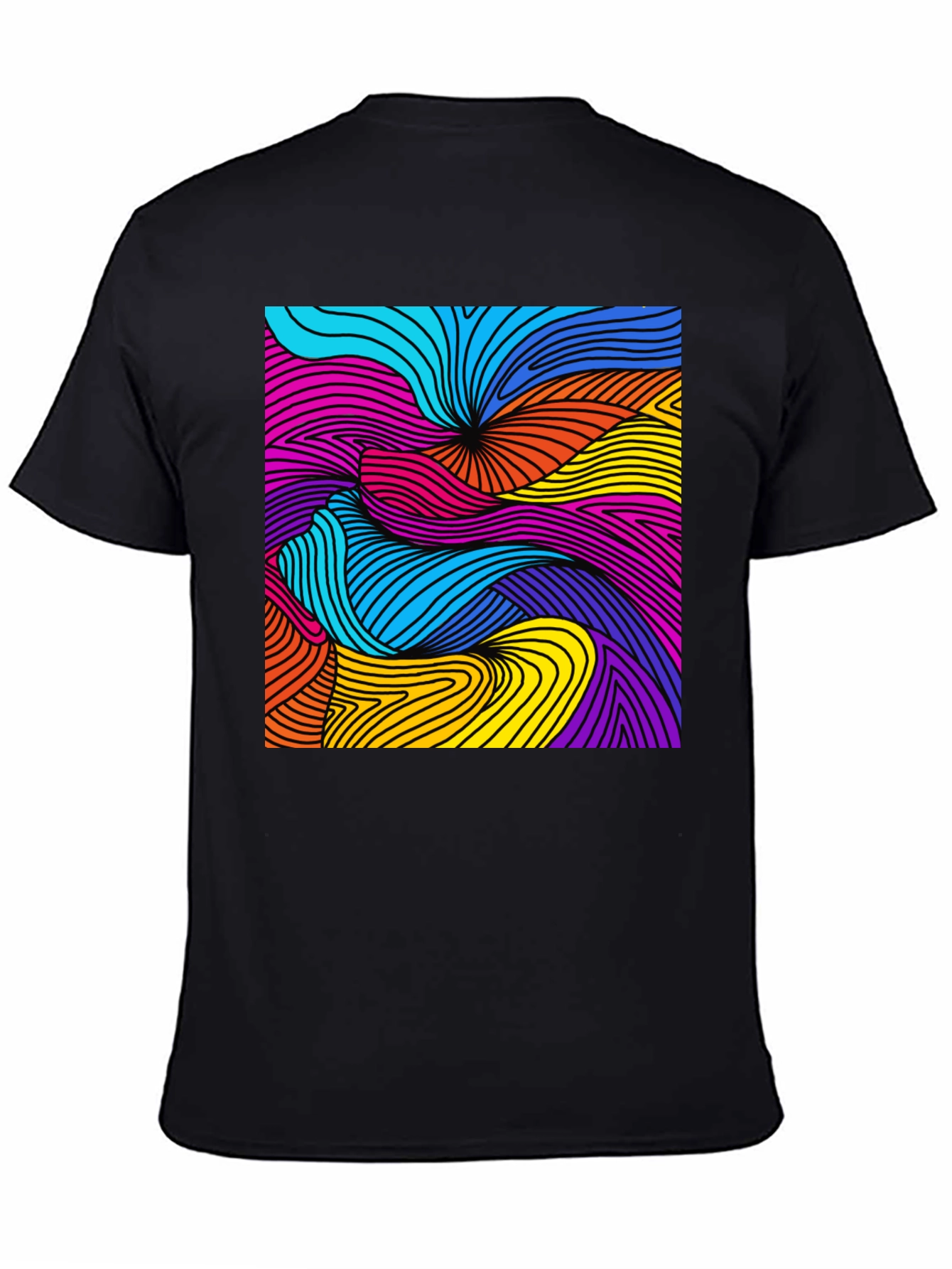 Abstract Swirl Graphic Black T-Shirt