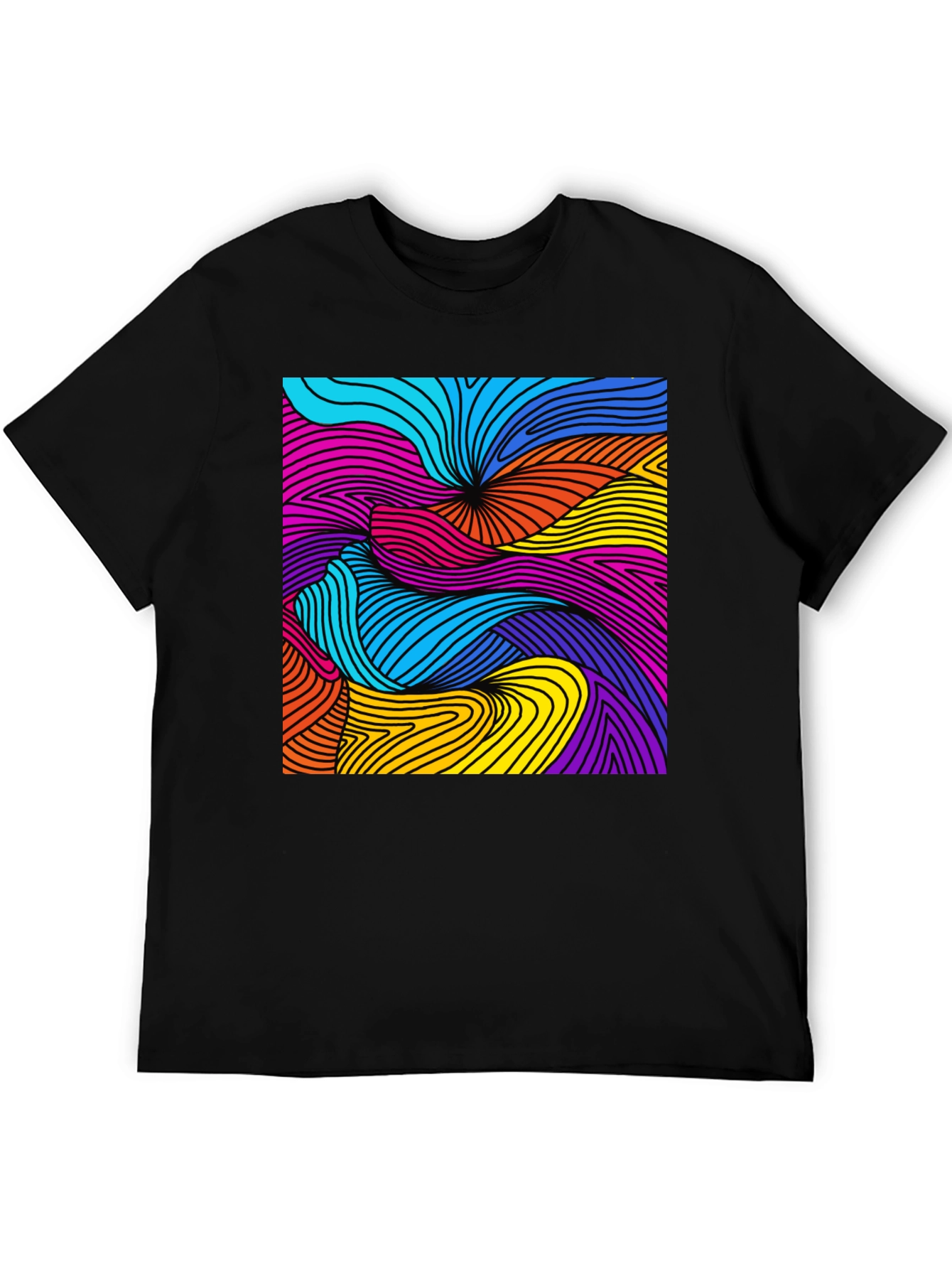 Abstract Swirl Graphic Black T-Shirt