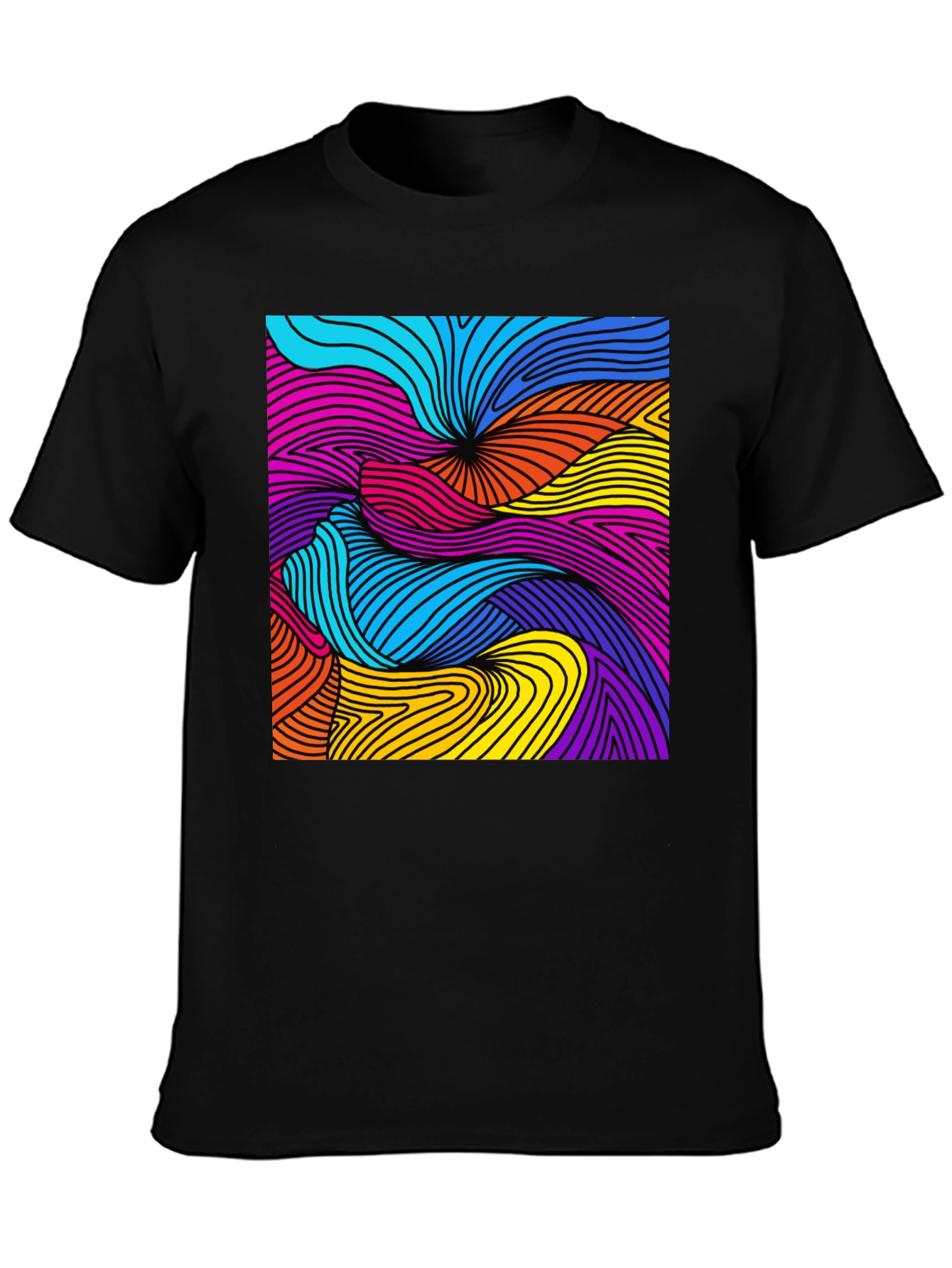 Abstract Swirl Graphic Black T-Shirt