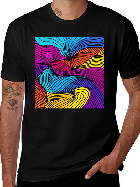 Abstract Swirl Graphic Black T-Shirt