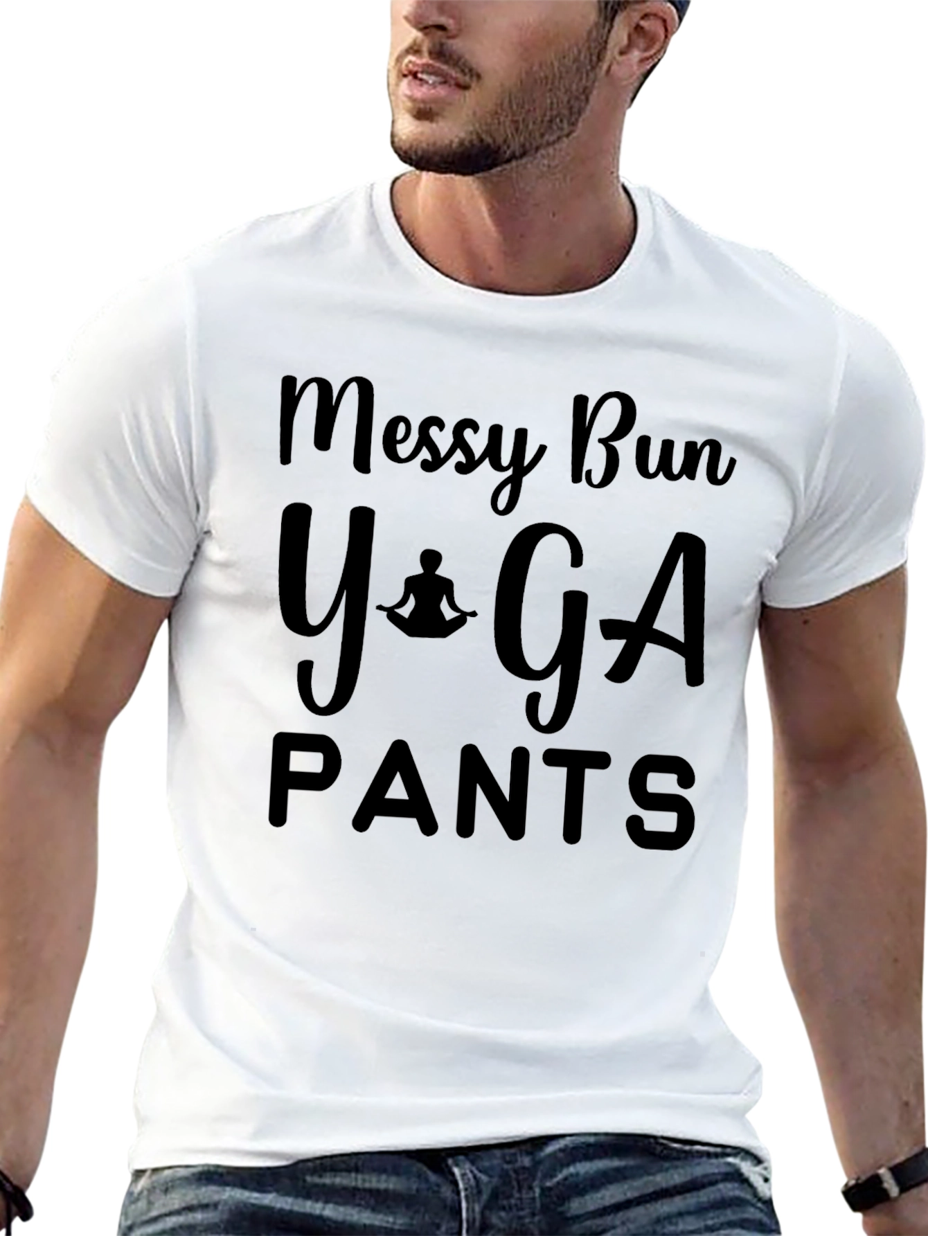Messy Bun Yoga Pants Black T-Shirt