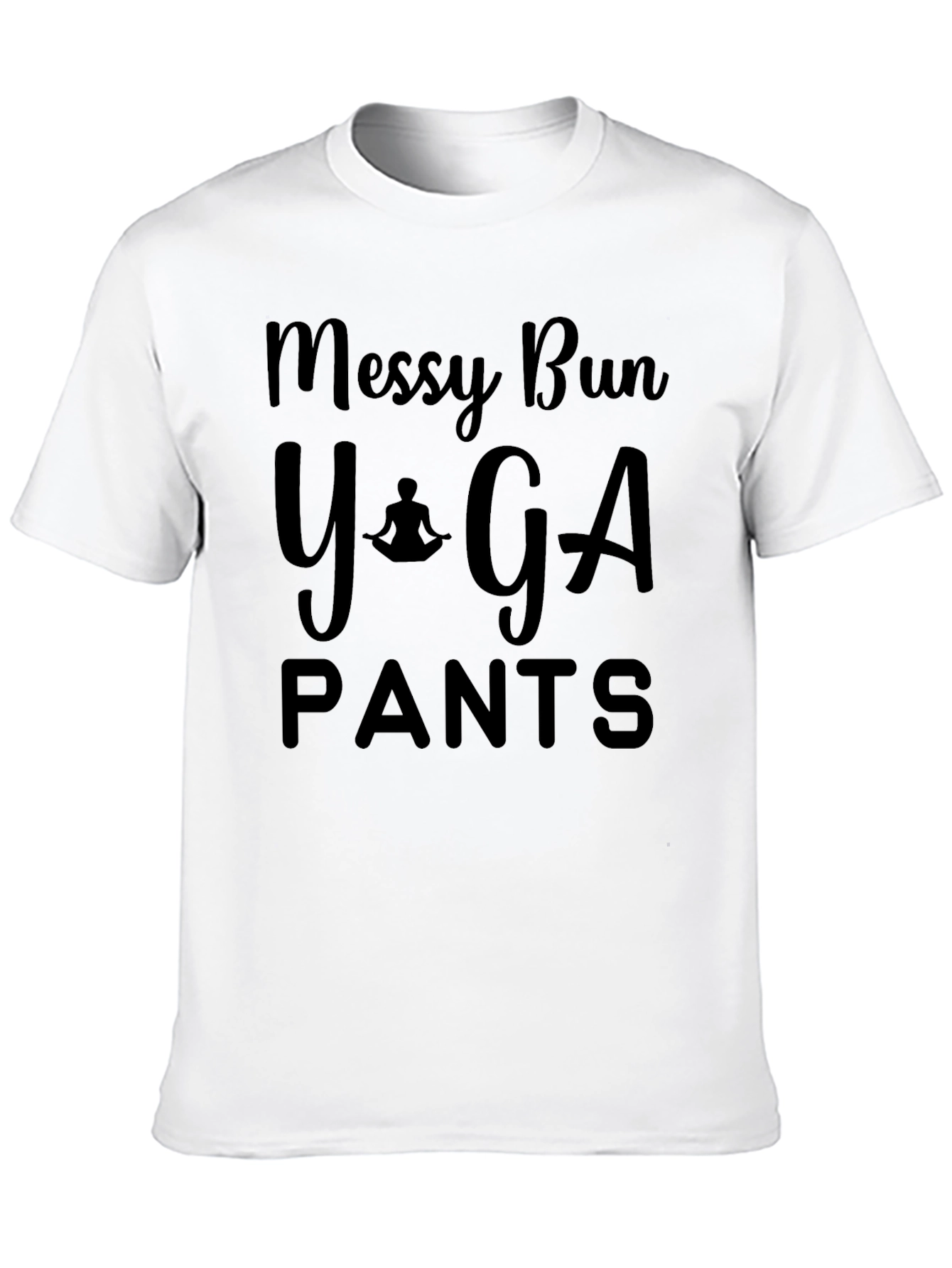 Messy Bun Yoga Pants Black T-Shirt