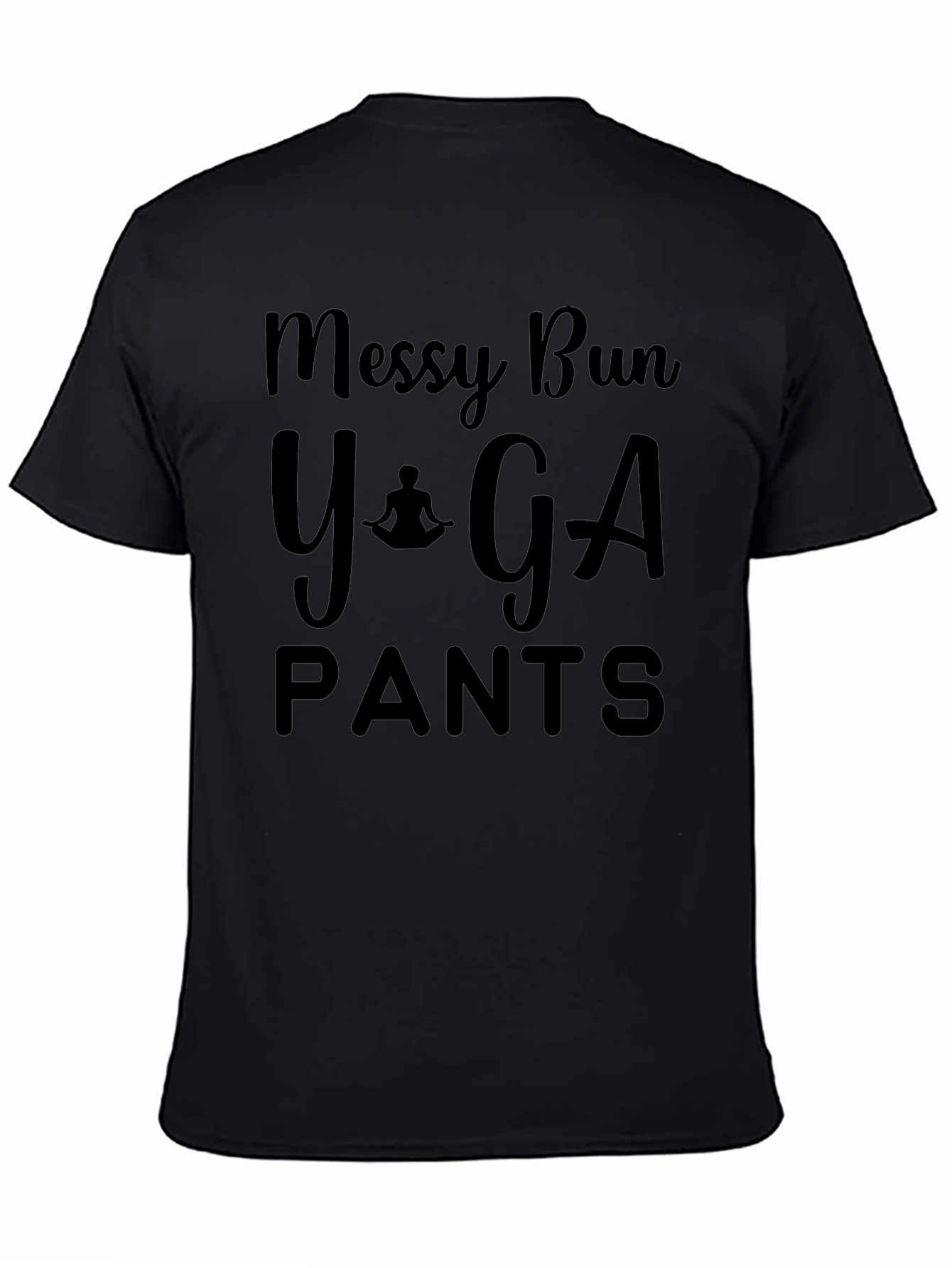 Messy Bun Yoga Pants Black T-Shirt